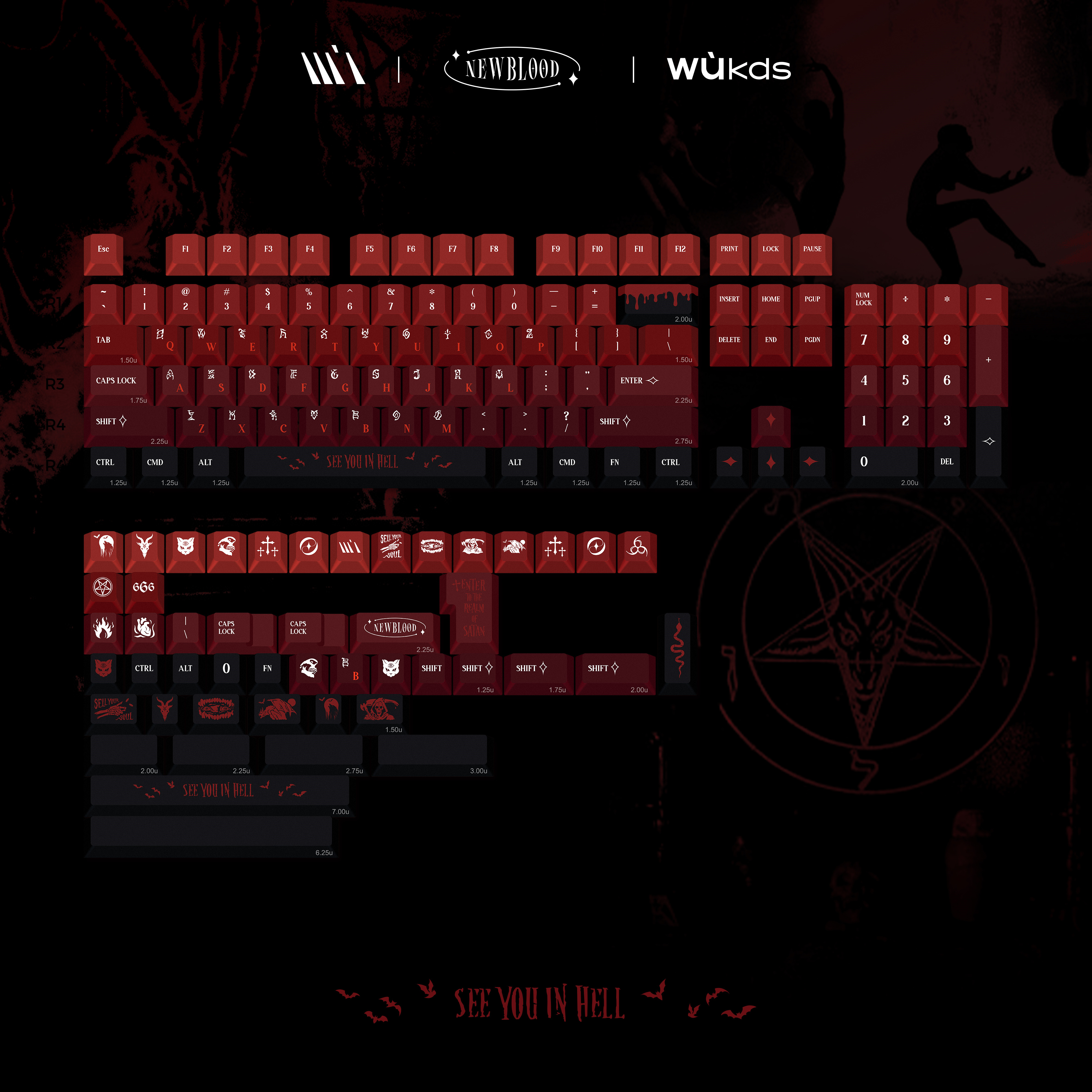 Keycap Cherry Wukds NEW BLOOD PBT Dyesub - 152 nút