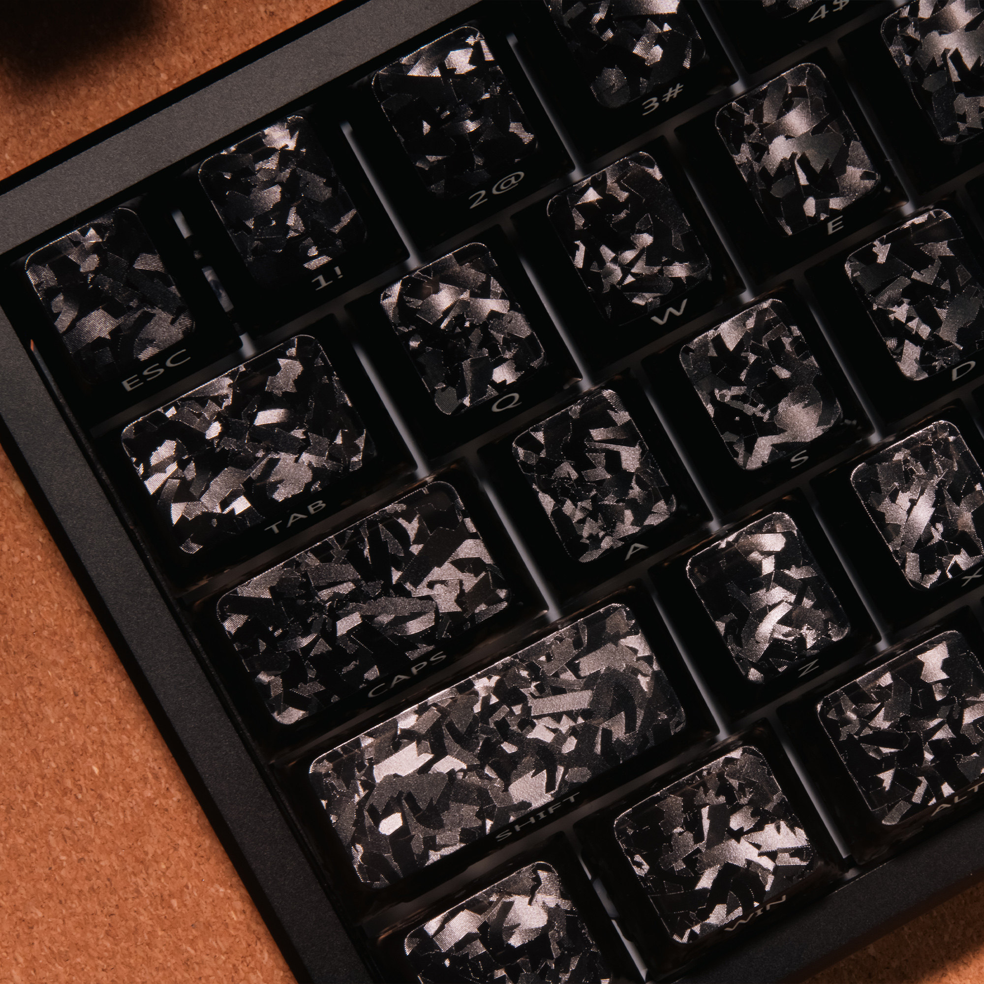 Keycap Mintcap Black Ice Texture Translucent Cherry Carbon Fiber