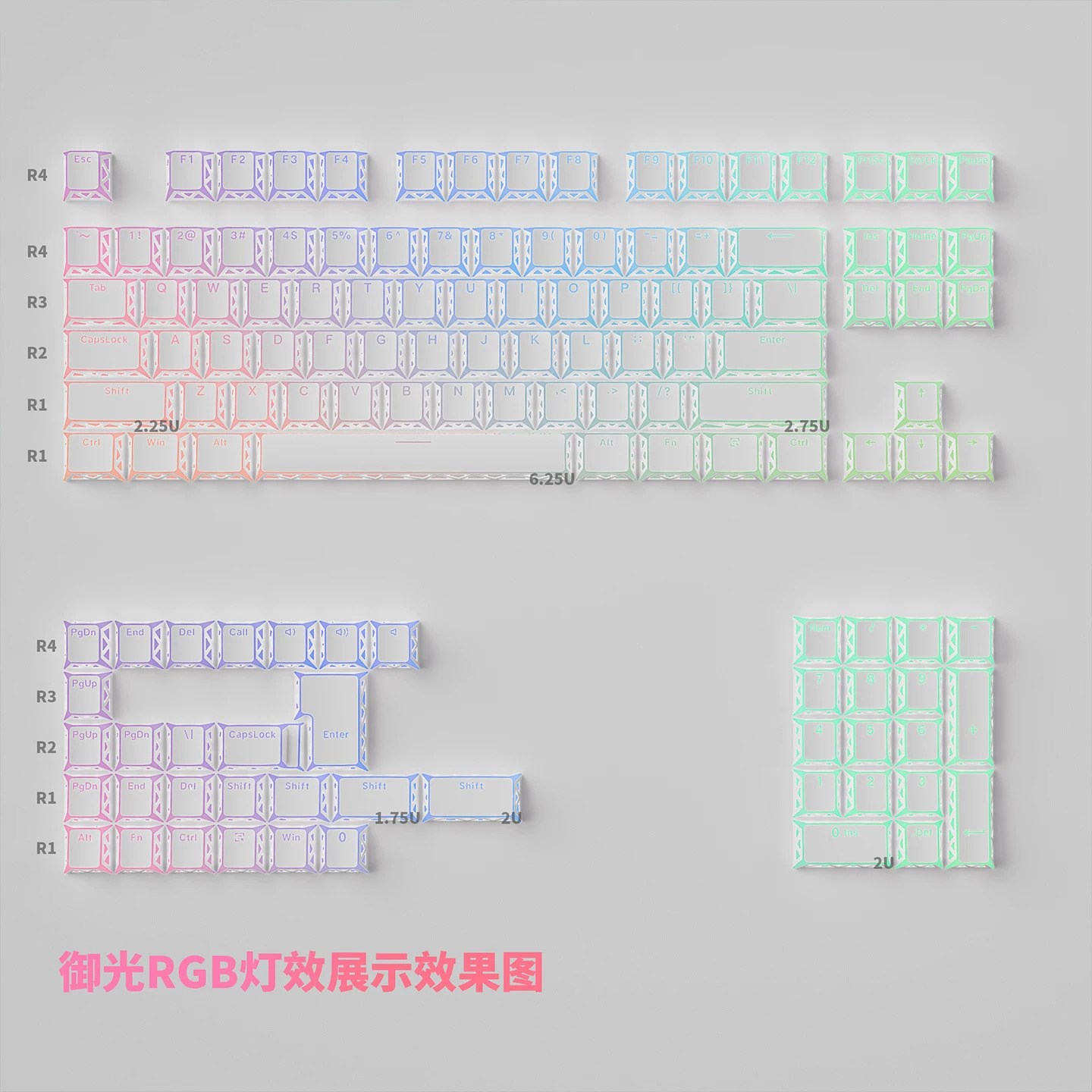Keycap Mintcaps Hollow Xuyên led Cherry PC+PBT Doubleshot