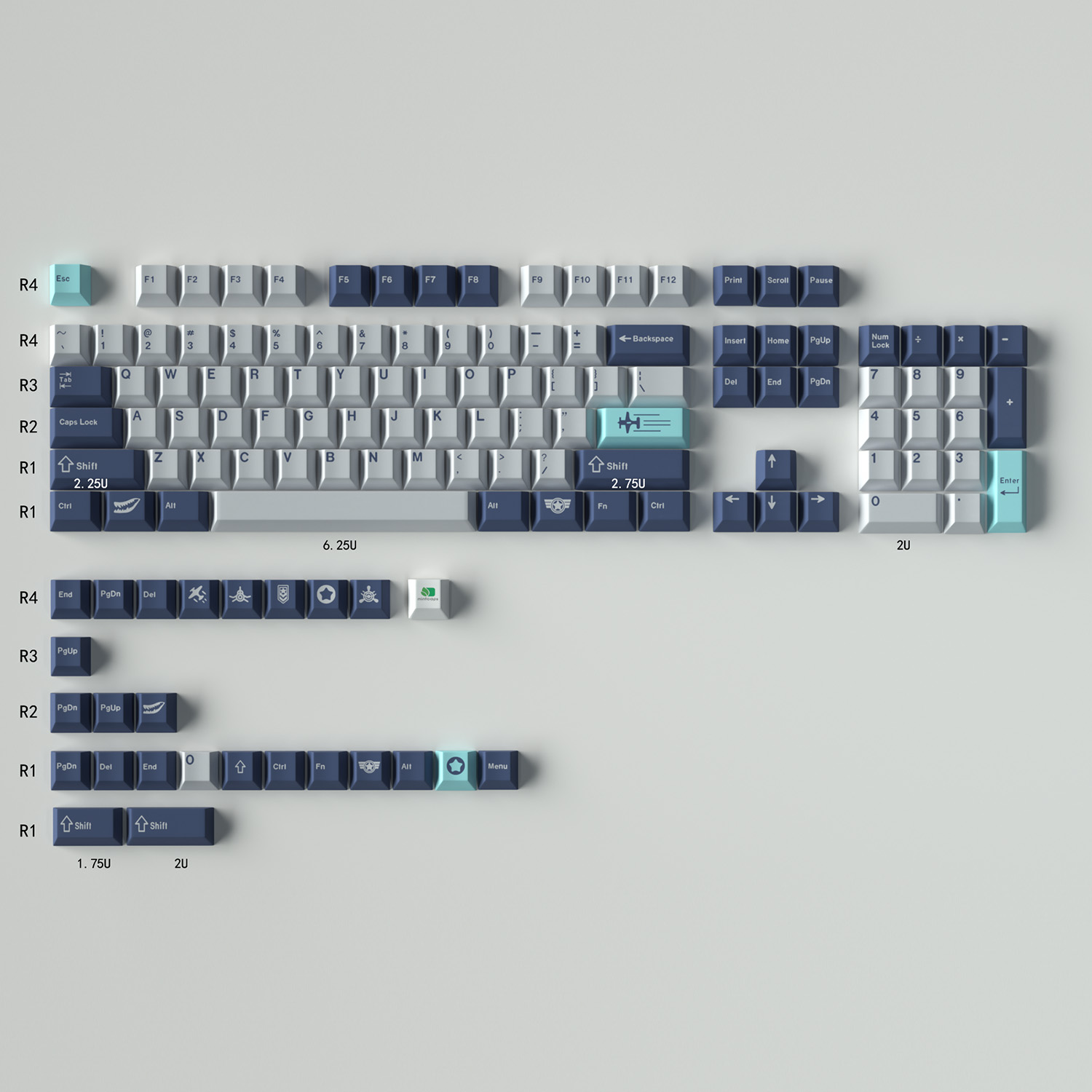 Keycap Mintcaps Cherry Pacific PBT Dyesub