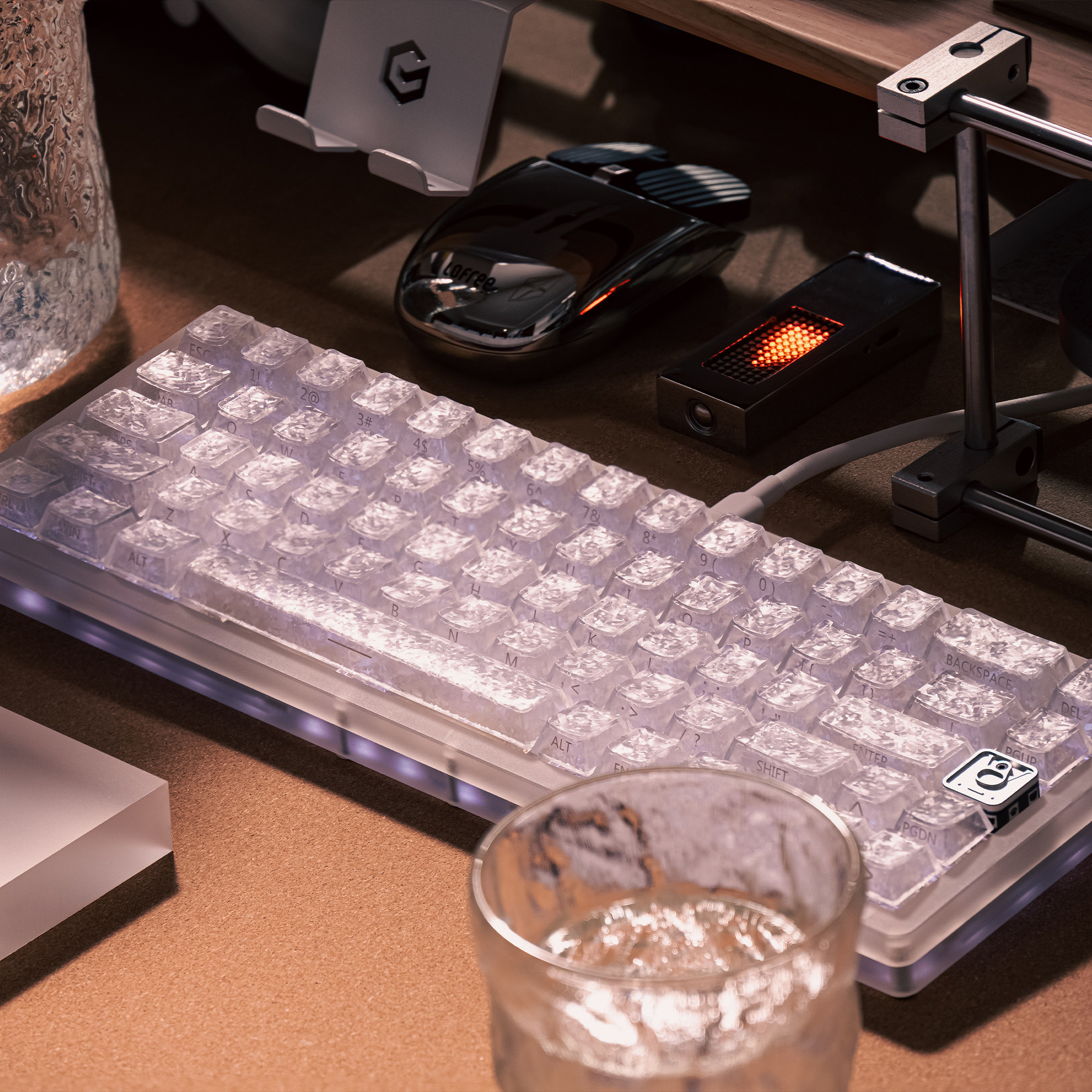 Keycap Mintcap White Ice Texture Translucent Cherry Carbon Fiber