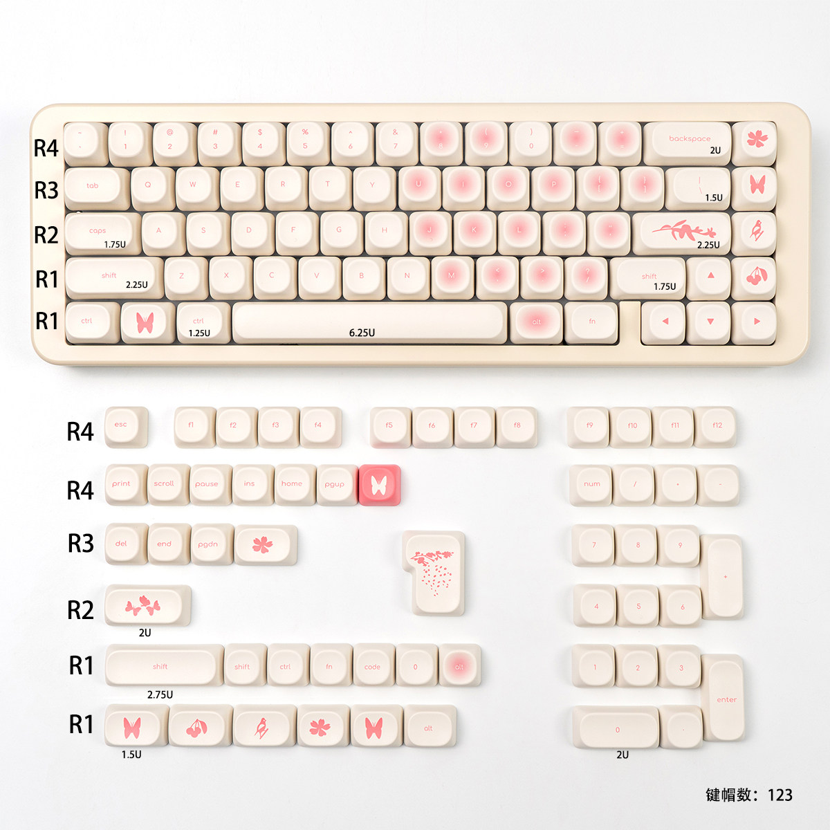 Keycap MOA Mintcap Flower PBT Dyesub