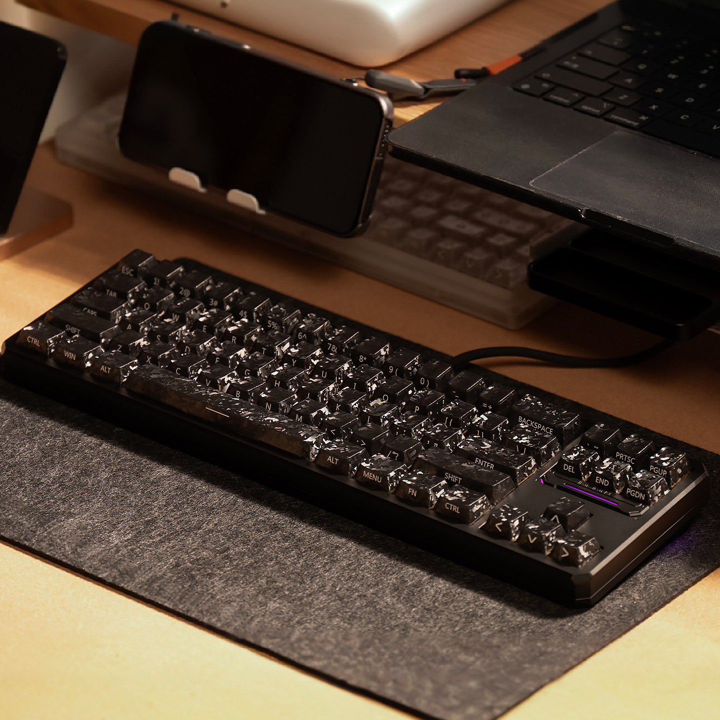 Keycap Mintcap Black Ice Texture Translucent Cherry Carbon Fiber