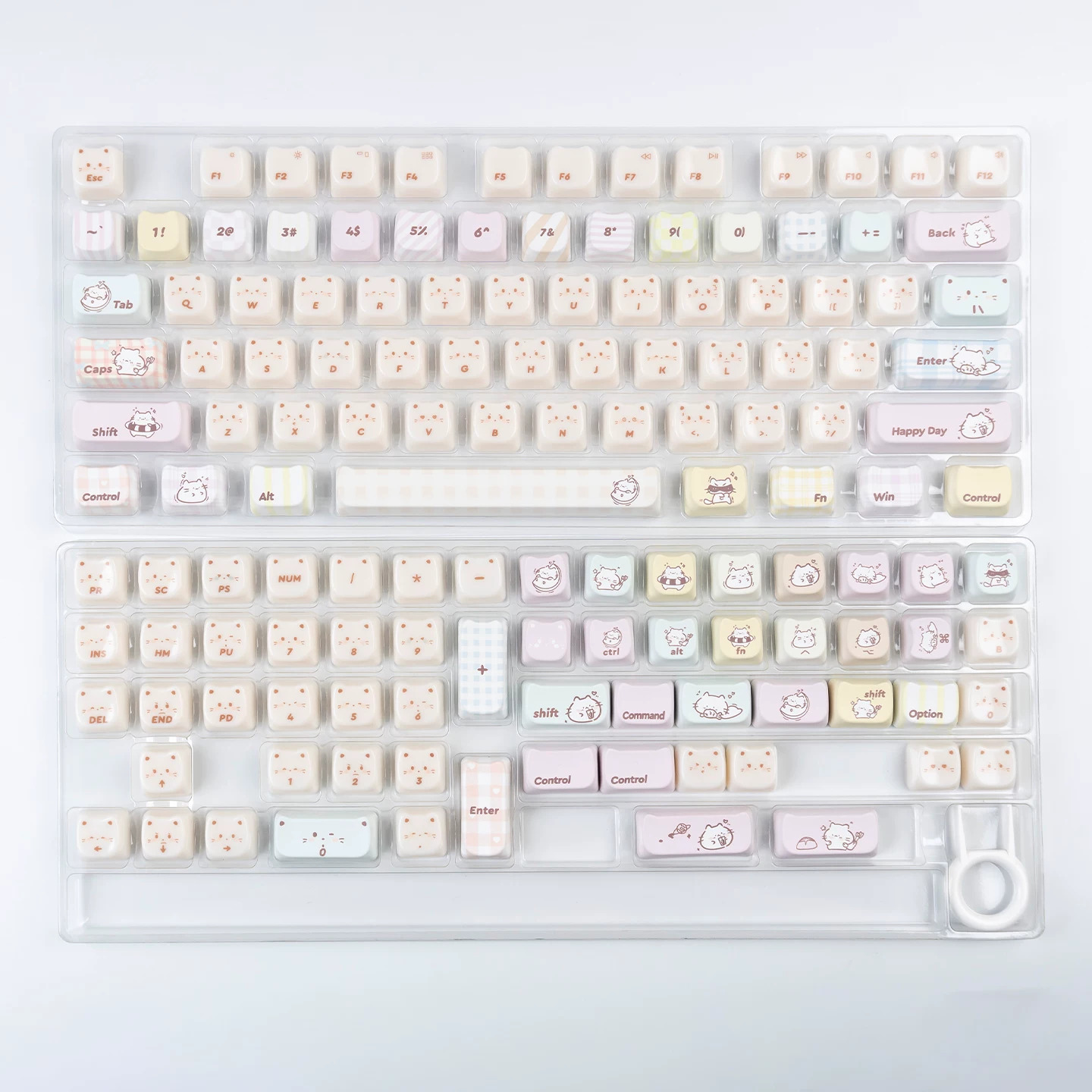 Keycap Mintcap Greedy Kitten MAO PBT+PC Xuyên Led