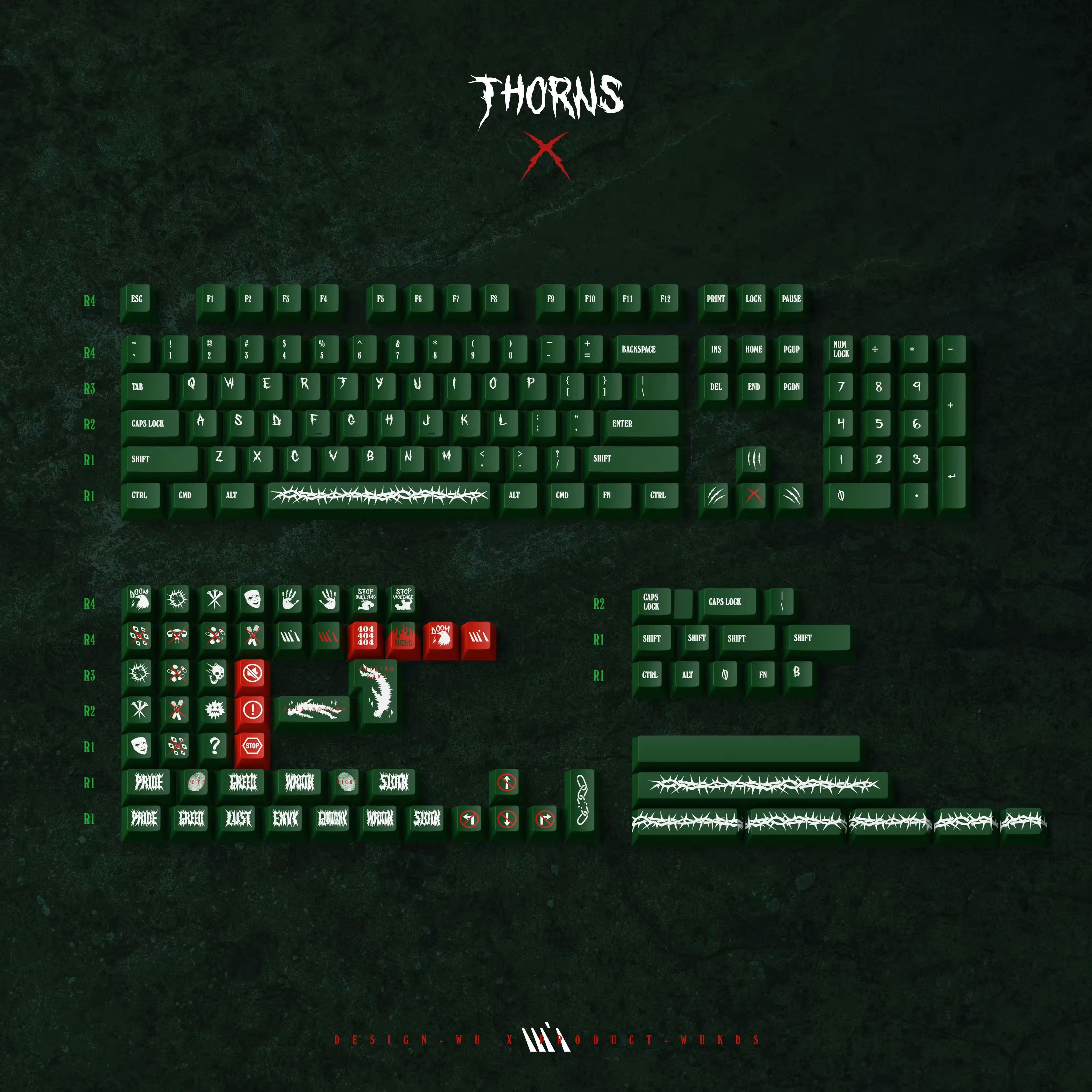 Keycap Cherry Wukds Thorns PBT Dyesub - 172 nút