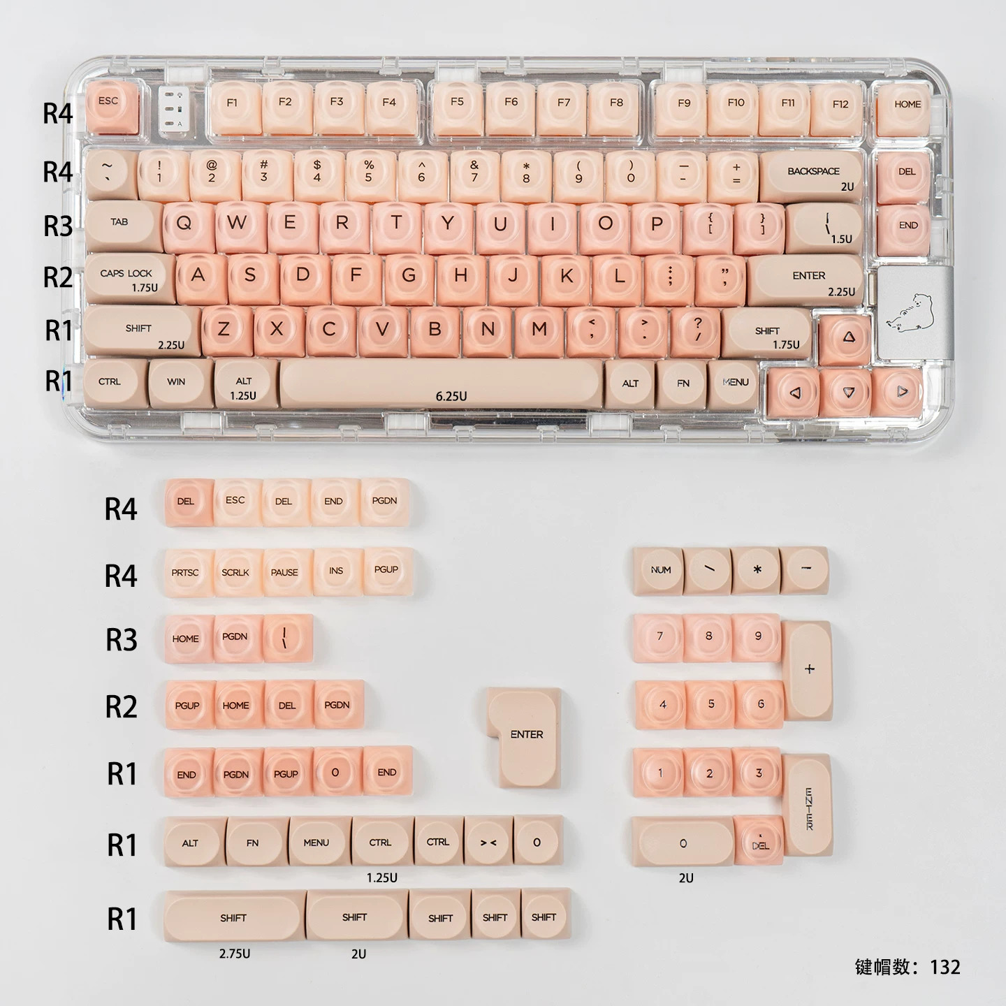 Keycap Mintcap Candy MOA PBT+PC Dyesub - Orange