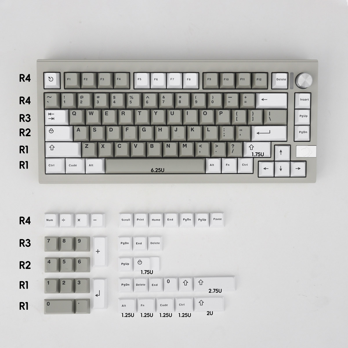 Keycap Cherry Aifei Icon Bagua Retro ABS Doubleshot - White Gray