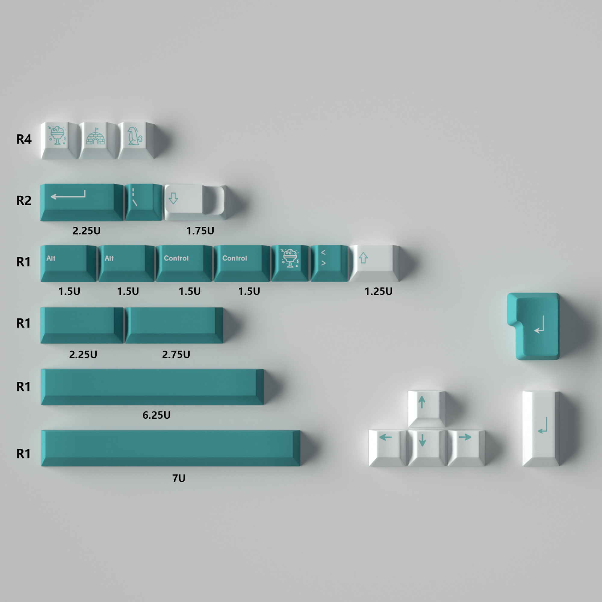Keycap Mintcaps Cherry PBT Dyesub White Green Gradient