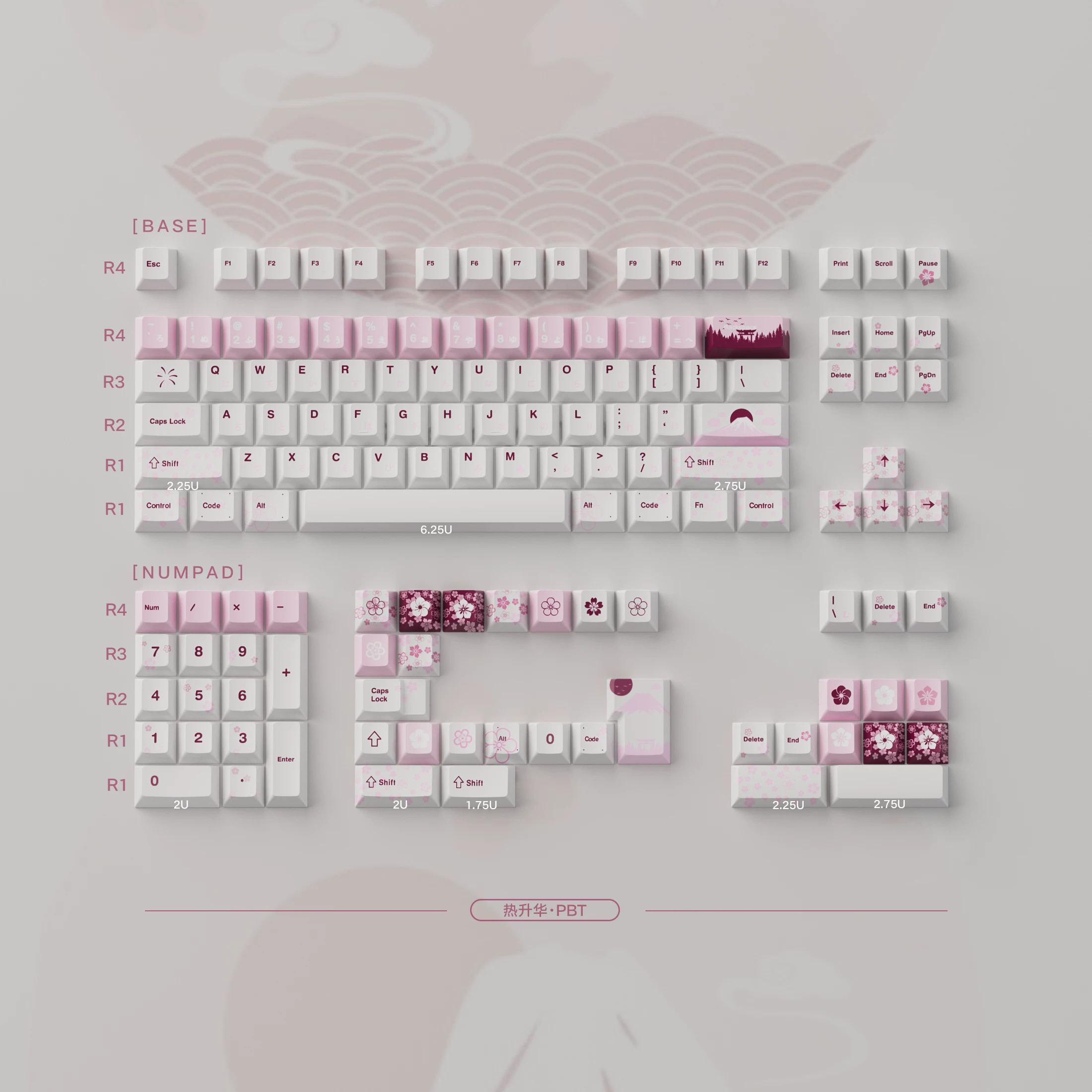 Keycap Mintcap Spring Cherry PBT Dyesub