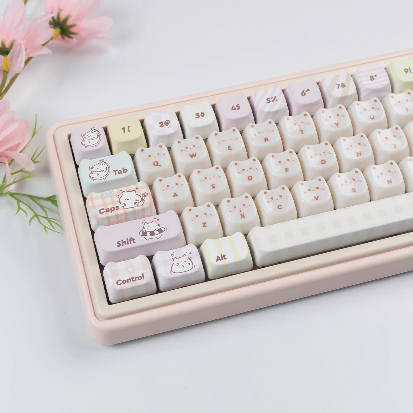 Keycap Mintcap Greedy Kitten MAO PBT+PC Xuyên Led