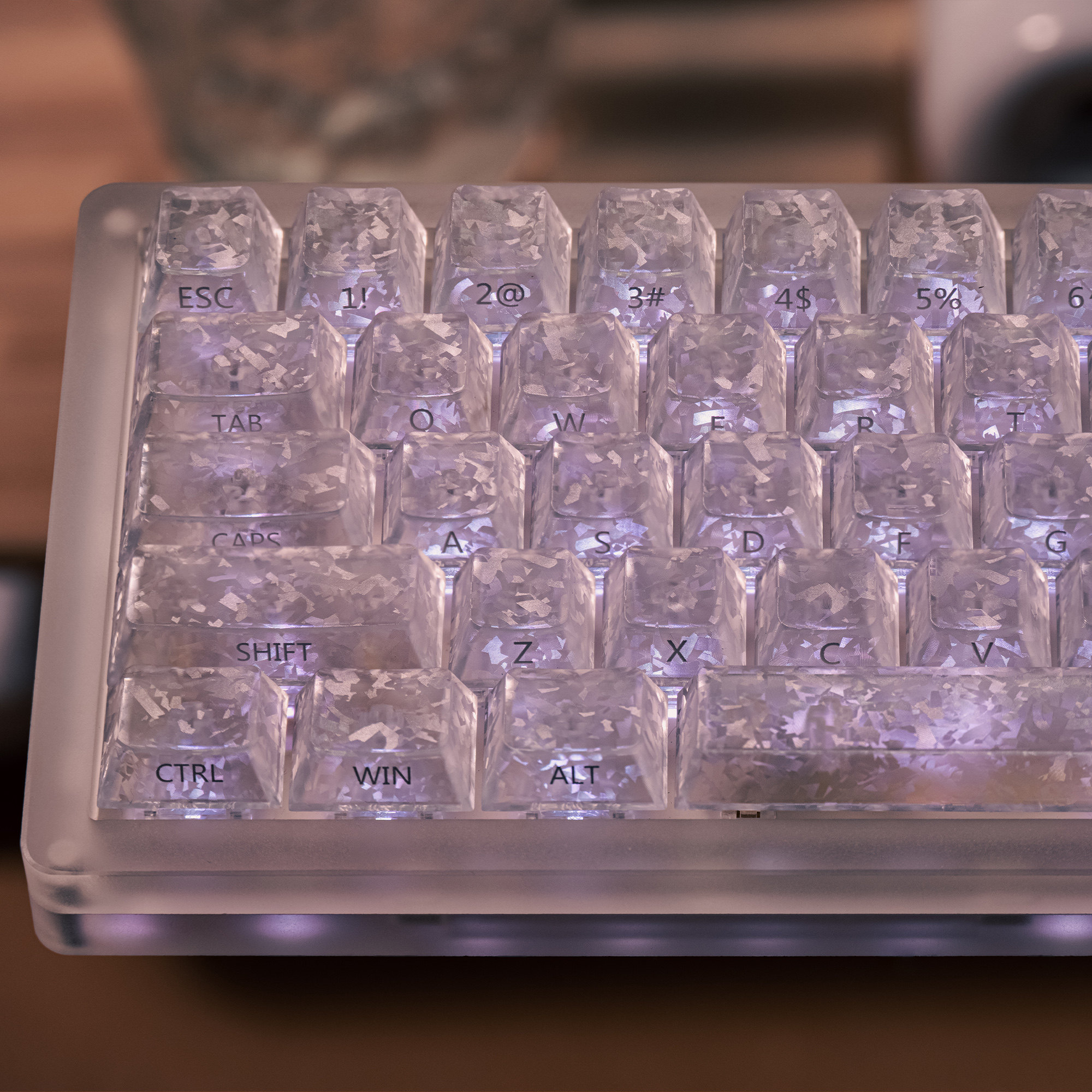 Keycap Mintcap White Ice Texture Translucent Cherry Carbon Fiber