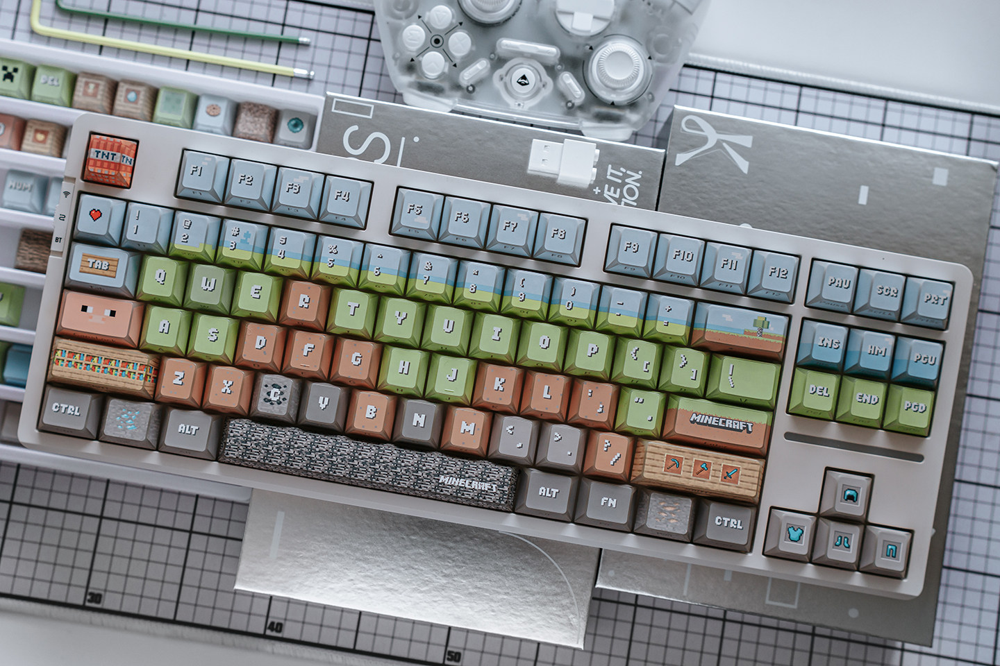 Keycap Mintcap MineCraft Xuyên LED Cạnh Viền Cherry PBT