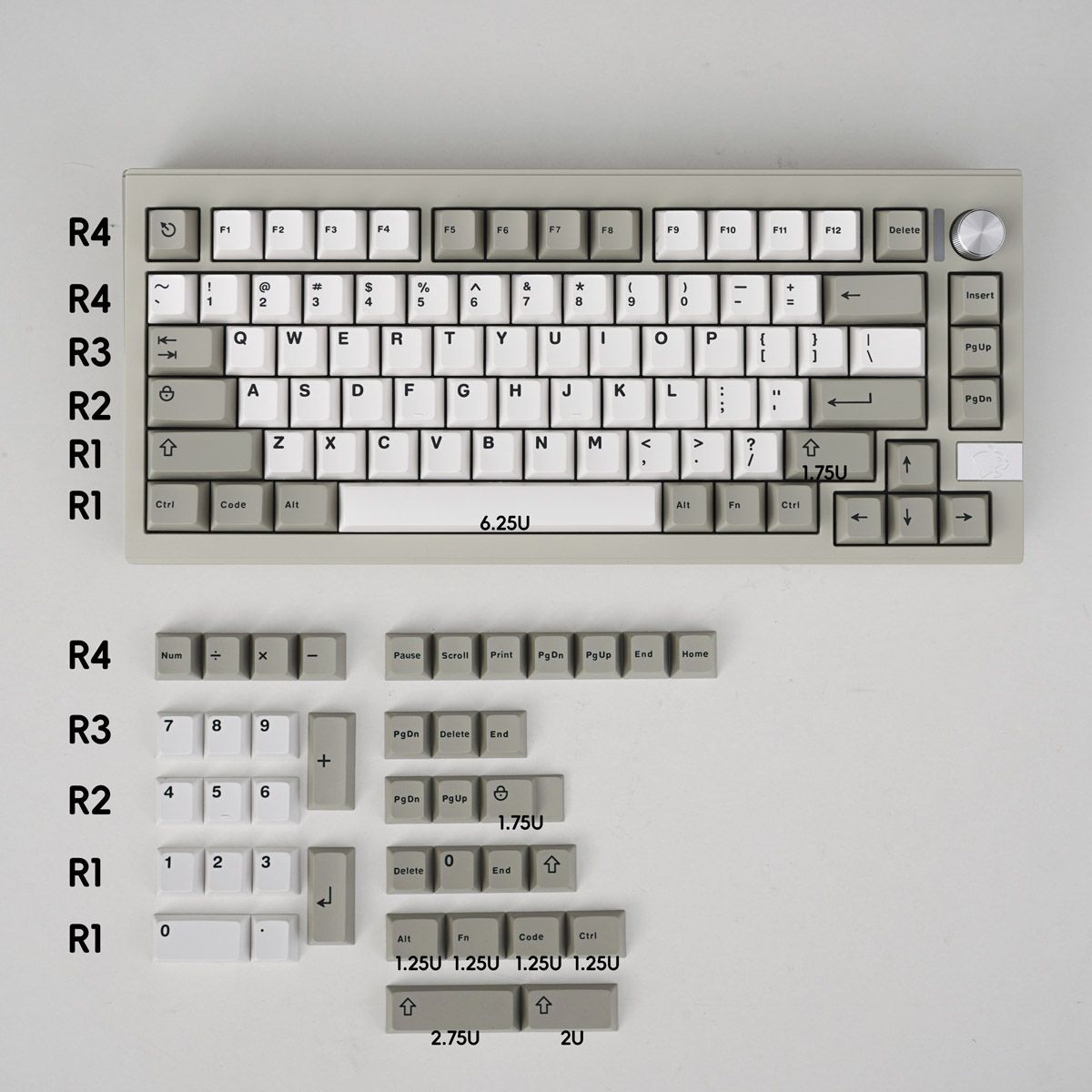 Keycap Cherry Aifei Icon Bagua Retro ABS Doubleshot - Gray White