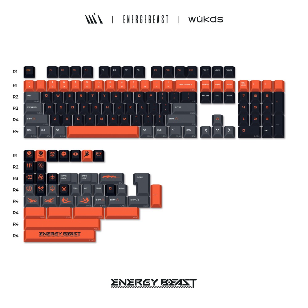 Keycap Cherry Wukds ENERGE BEAST PBT Dyesub - 143 nút