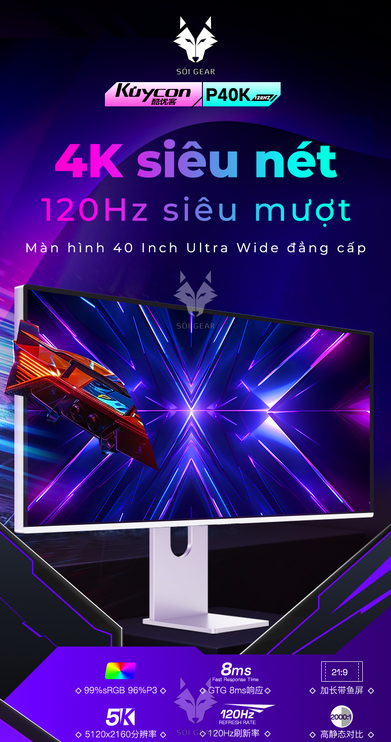 Màn hình Kuycon IPS 4K 40 Inch 120Hz P40K