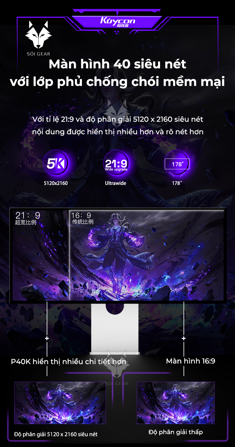 Màn hình Kuycon IPS 4K 40 Inch 120Hz P40K