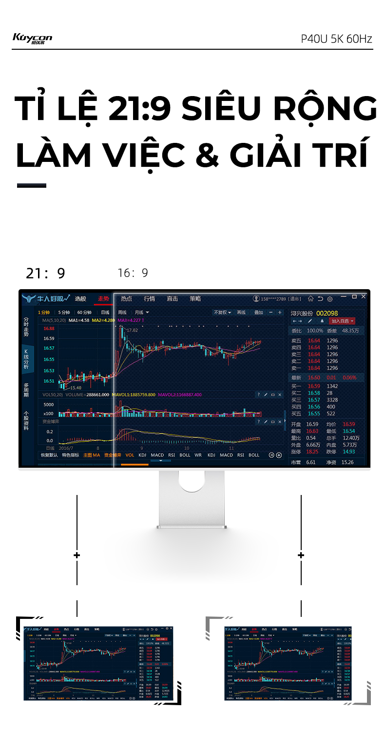 Màn hình Kuycon IPS 5K4K 60Hz 40 Inch P40U