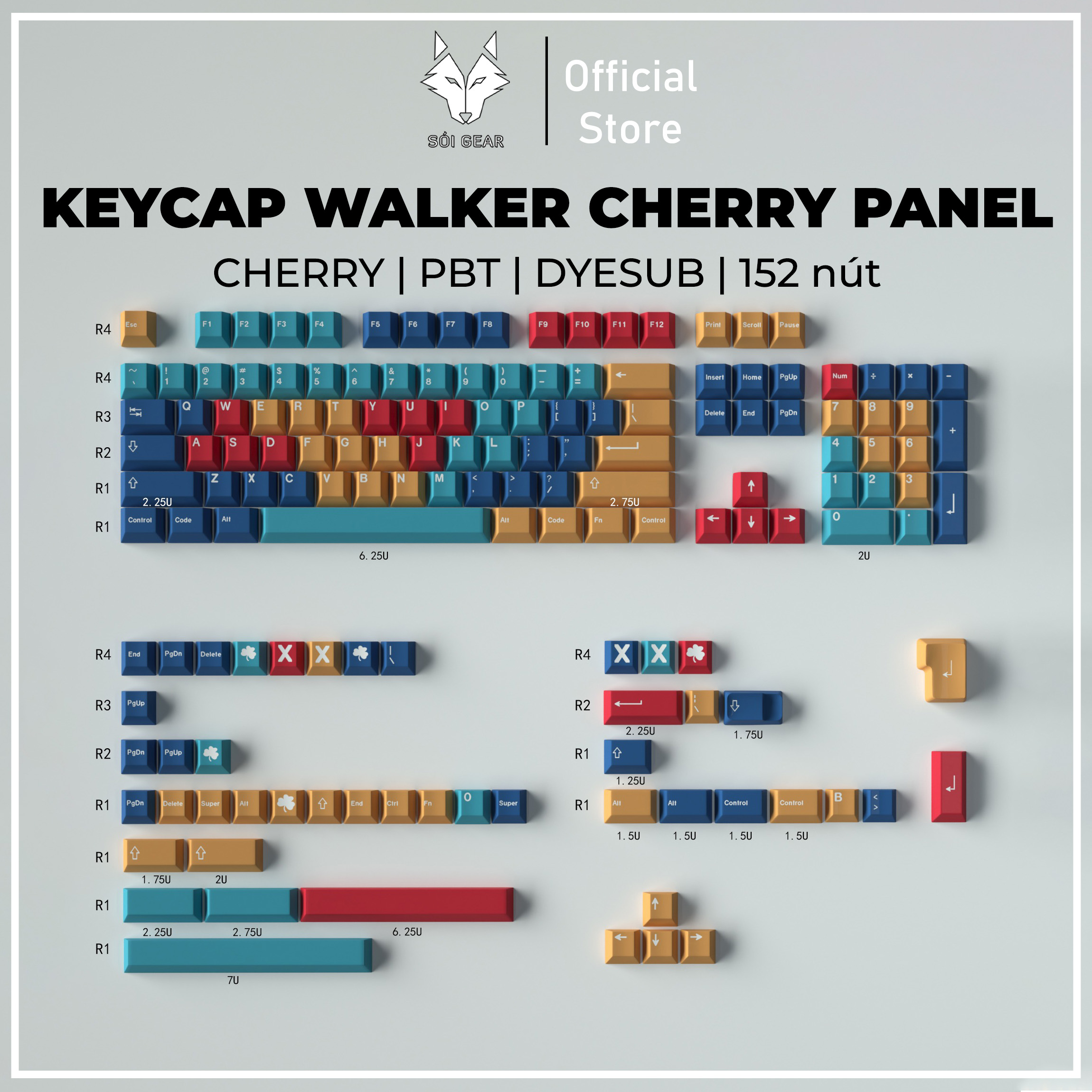 Keycap Mintcaps Cherry Panel PBT Dyesub