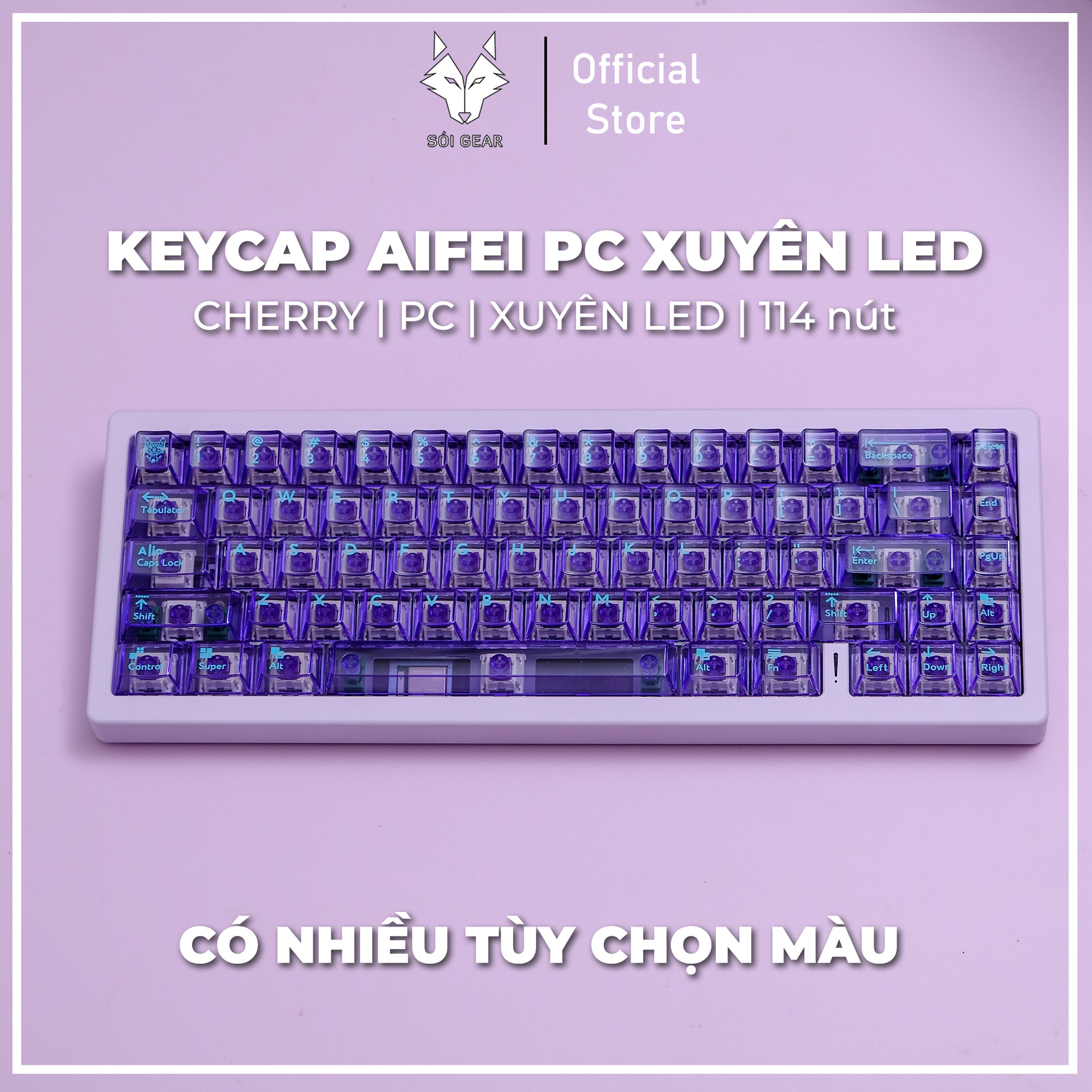 [In Stock] Keycap Cherry Aifei PC Xuyên led (nhiều màu)