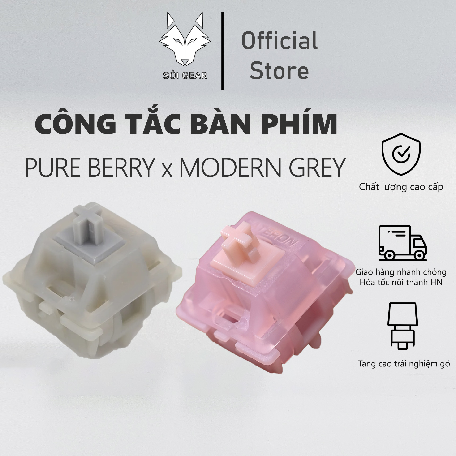 [In Stock] Switch Gateron Pure Berry/Modern Grey/Swagkeys Pure Sky