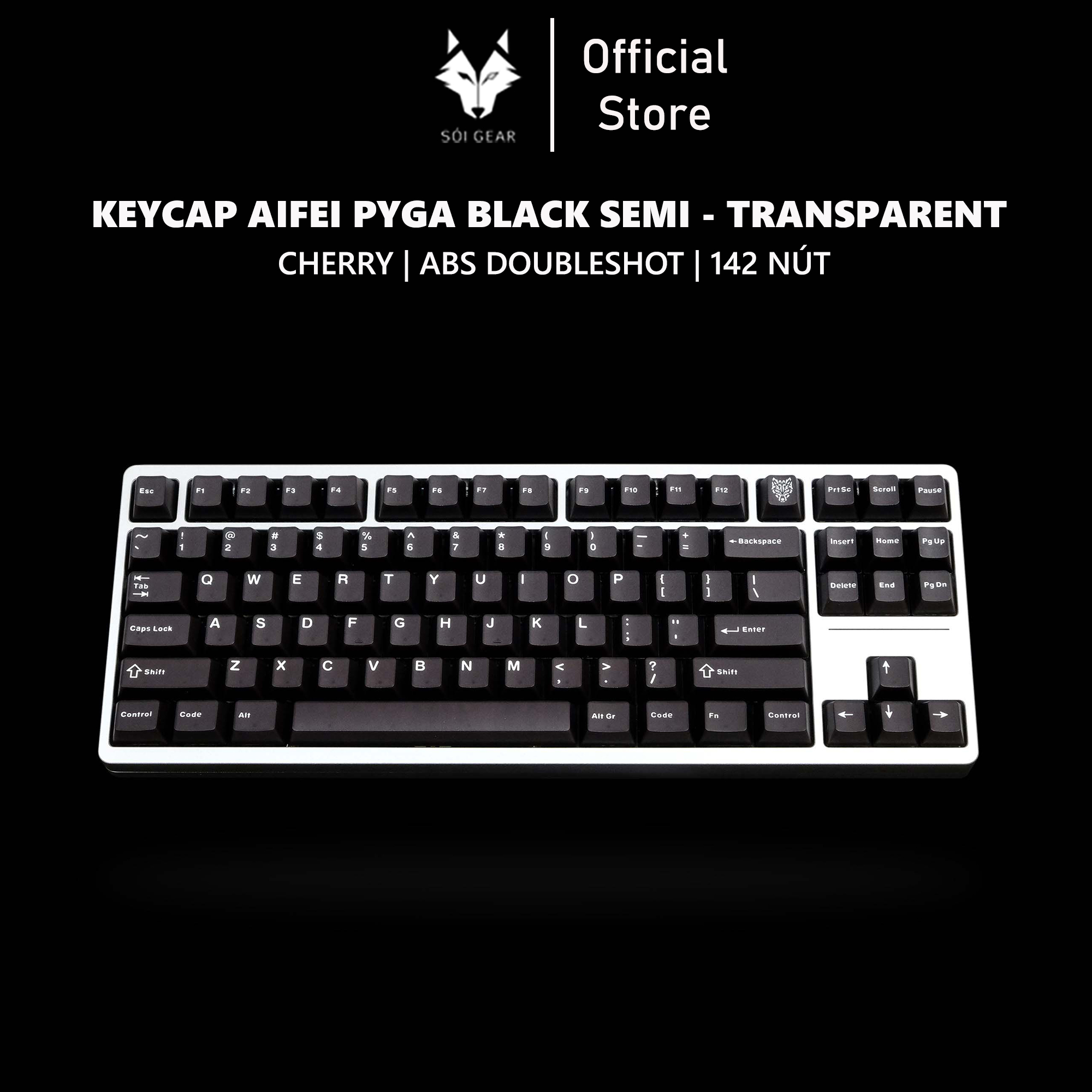 Keycap Cherry Aifei Pyga Black Semi-Transparent ABS Doubleshot