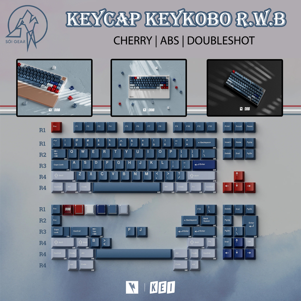 Keycap Cherry KeyKobo R.W.B ABS Doubleshot