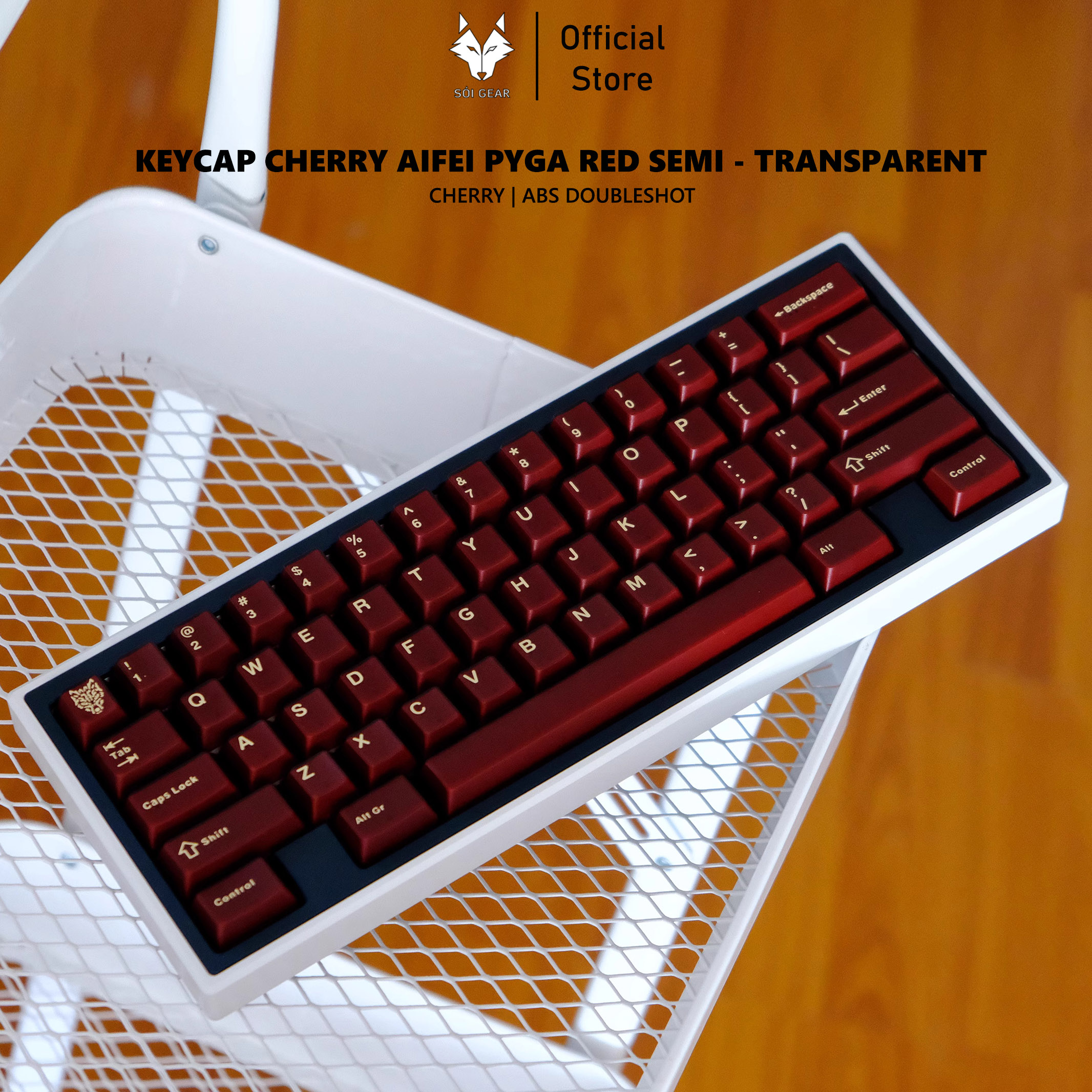 Keycap cherry AIFEI PYGA Red Semi-Transparent ABS Doubleshot