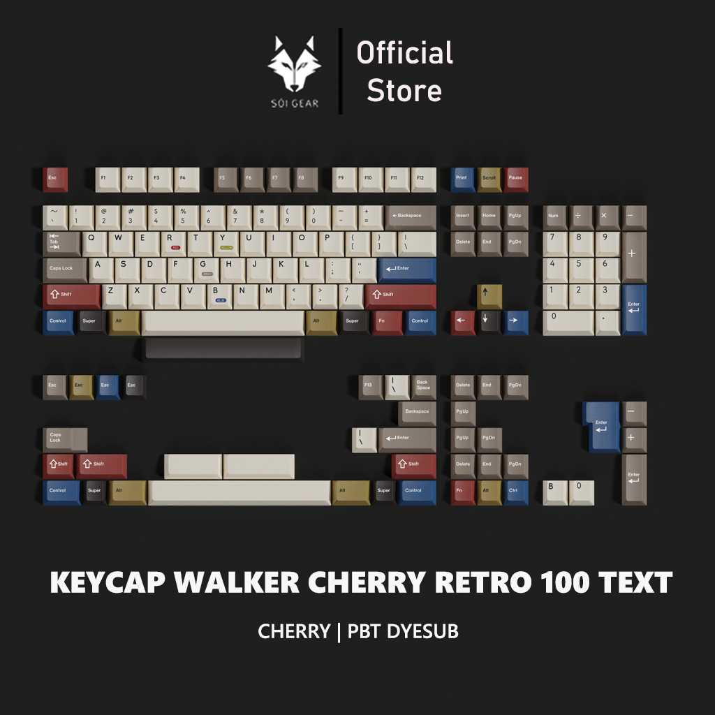 Keycap Walker Cherry Retro100 PBT Dyesub (Text)