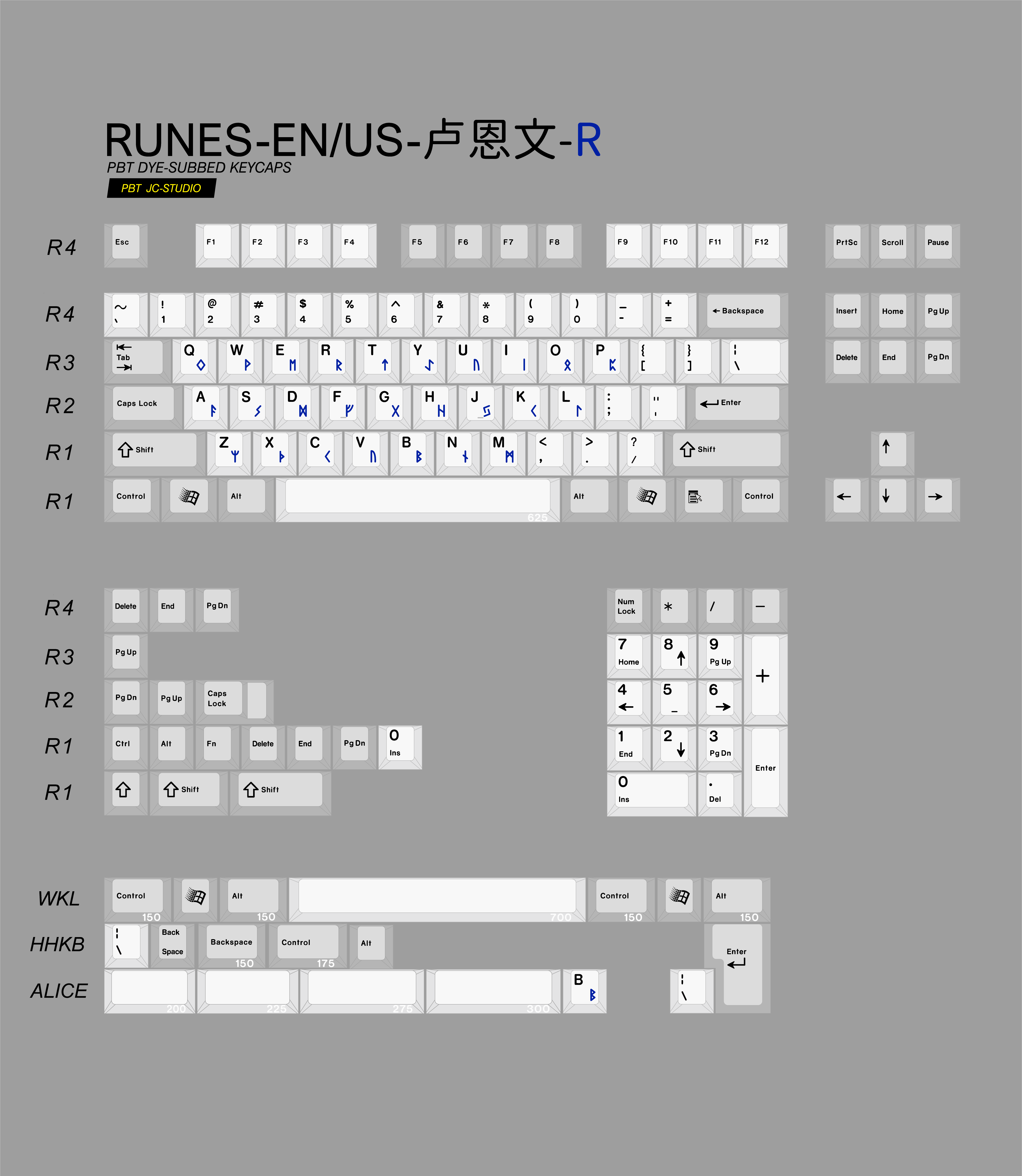 Keycap Cherry JC PBT Dyesub RUNES