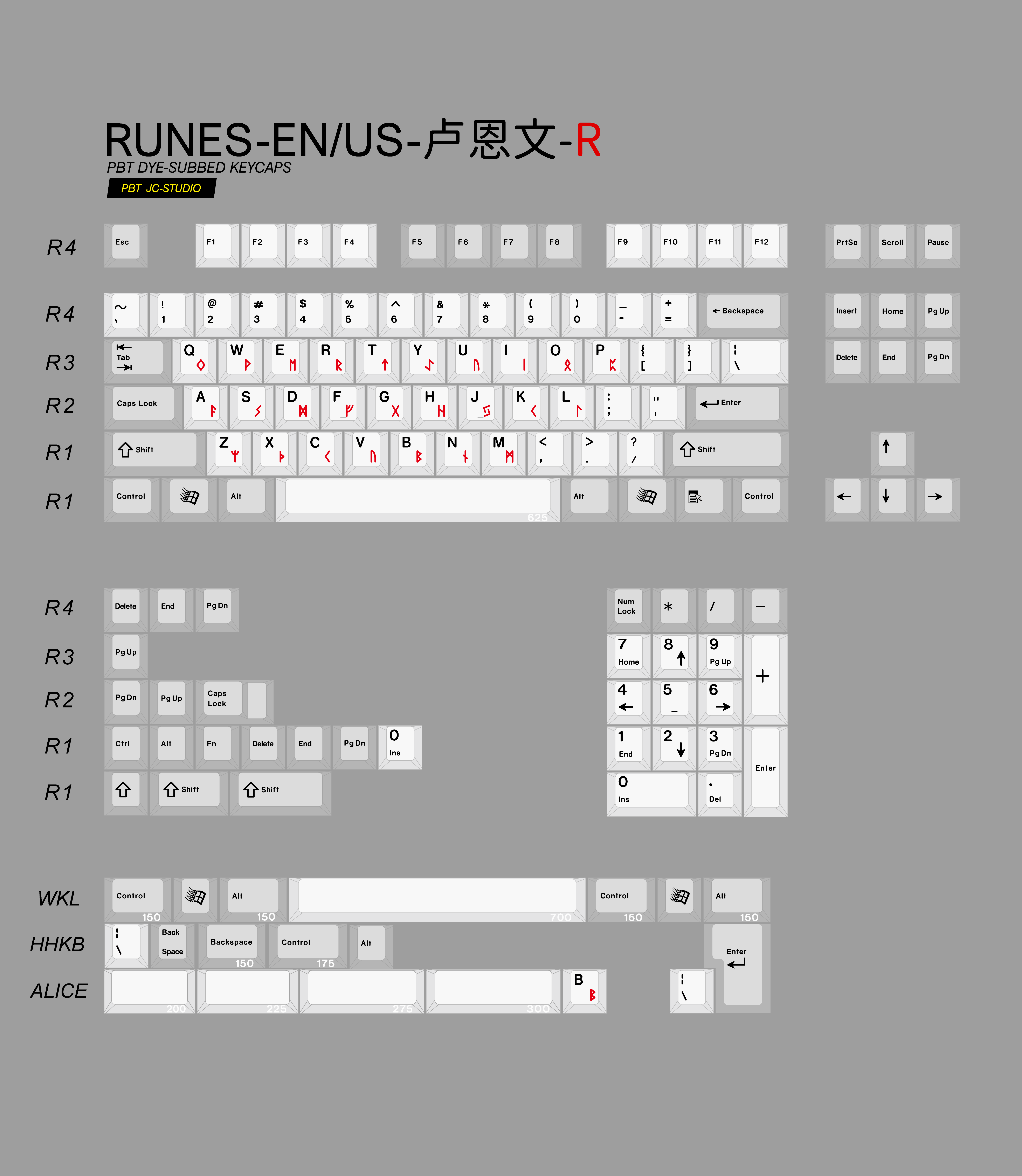 Keycap Cherry JC PBT Dyesub RUNES