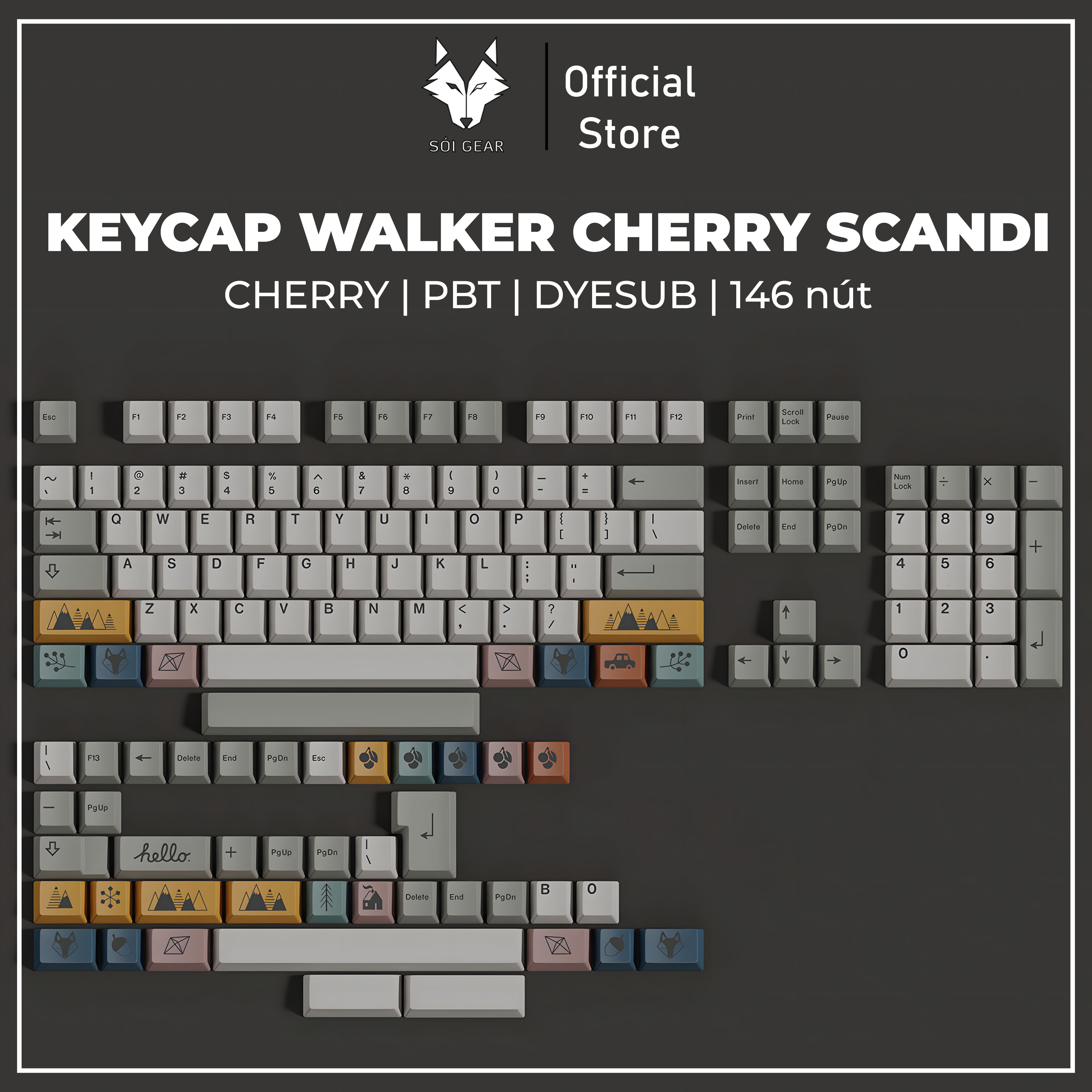 [In stock] Keycap Walker Cherry Scandi PBT Dyesub