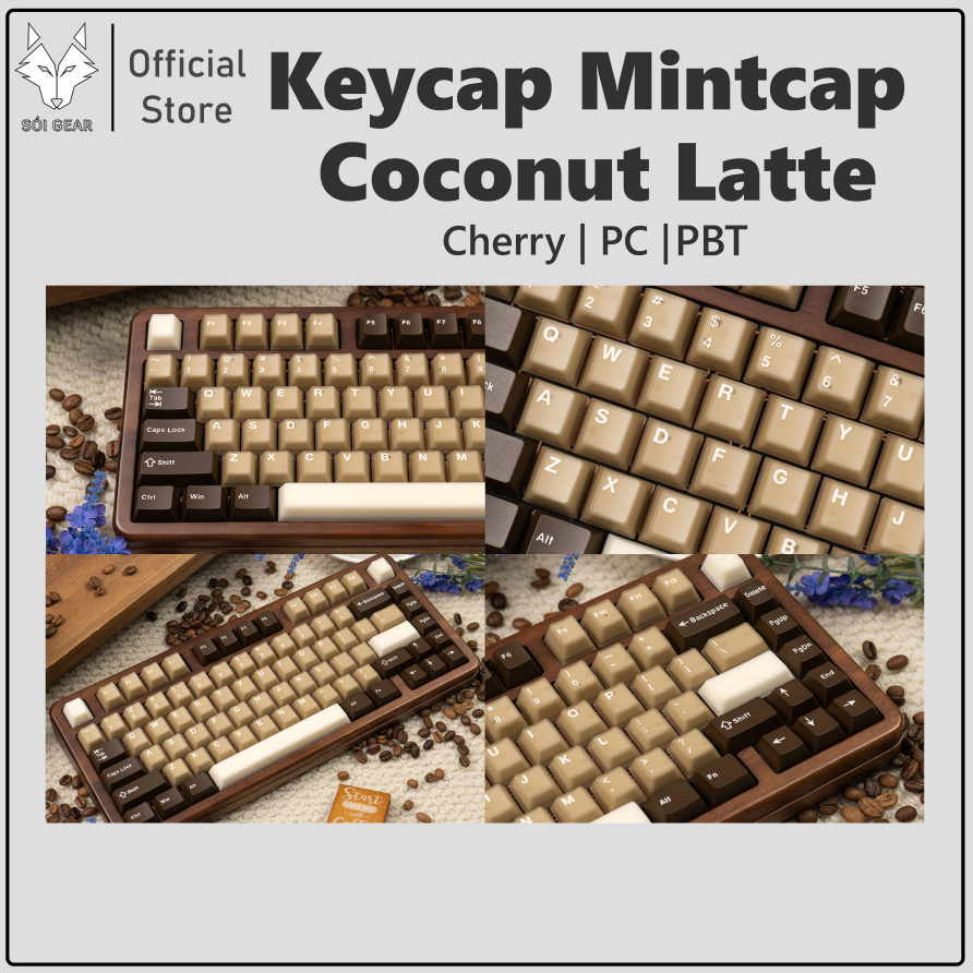 Keycap Cherry Coconut Latte PC + PBT Mintcaps