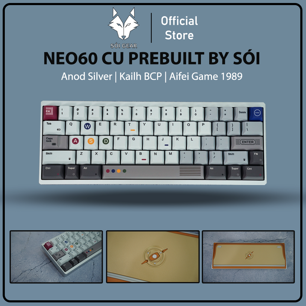 [Prebuilt by Sói] Neo60 Cu Anod Silver - Bot Copper - Tạ Brass - Kailh BCP - Aifei Game 1989