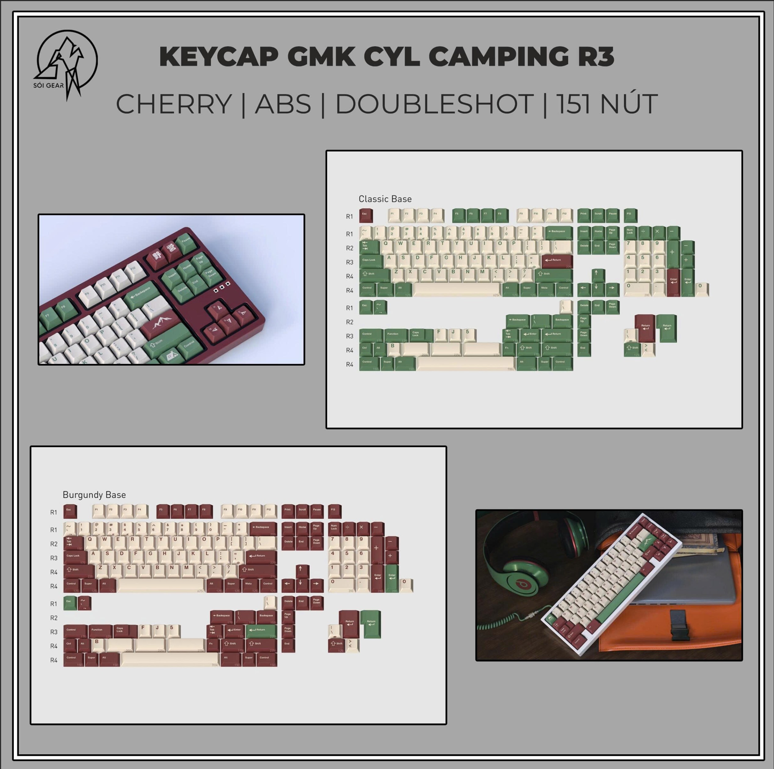 Keycap Cherry GMK CYL Camping R3 ABS Doubleshot