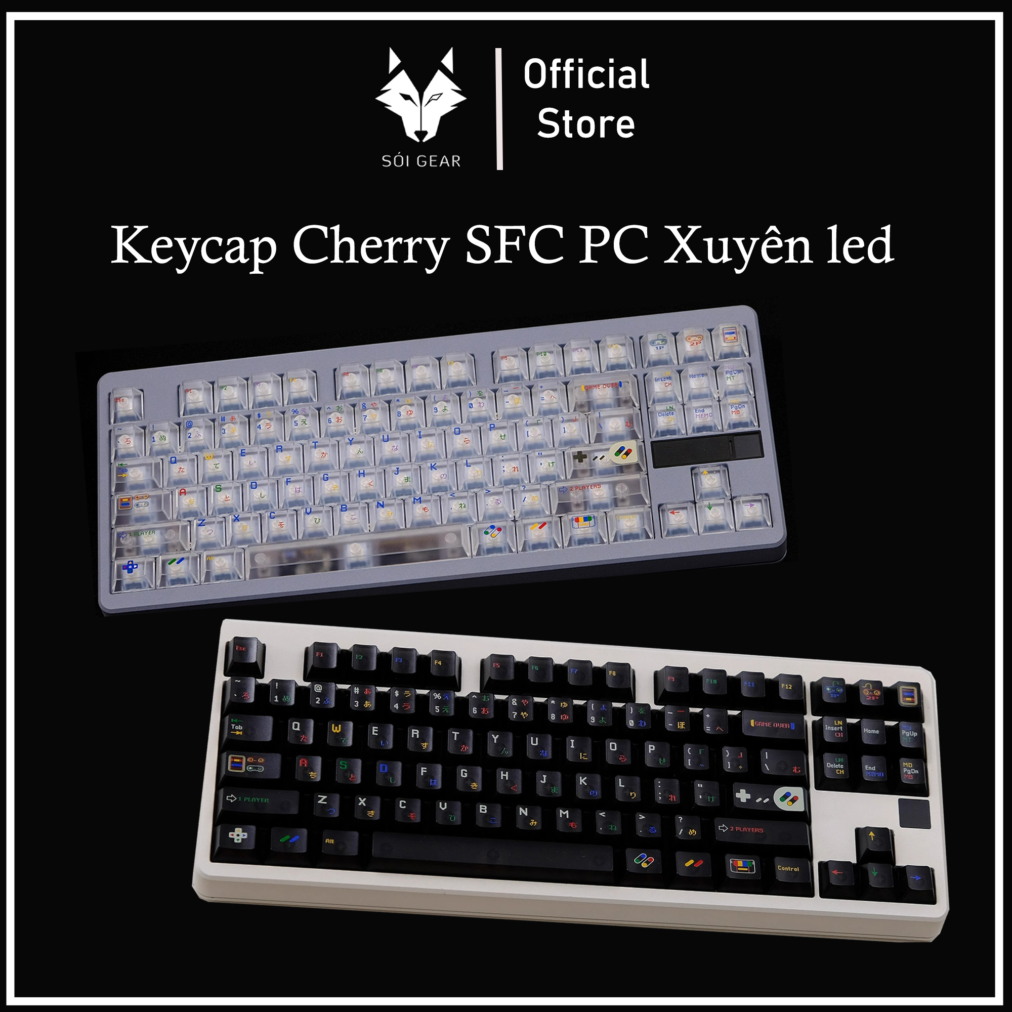 Keycap Cherry SFC PC Xuyên led Mintcap
