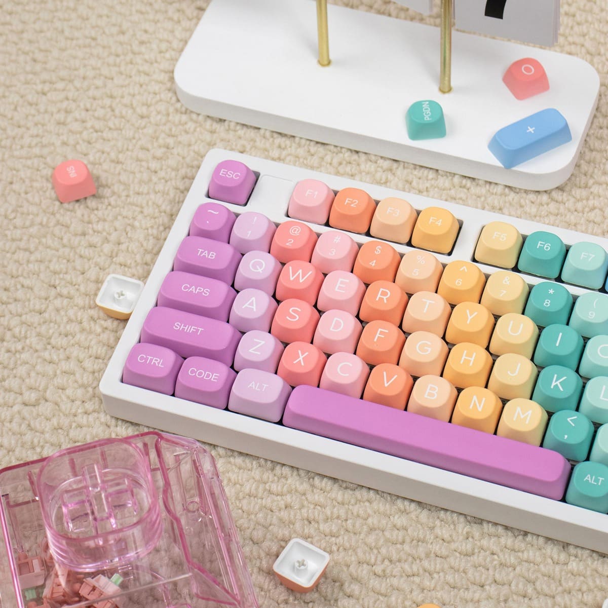 Keycap MOA Mintcaps Rainbow Hồng PBT Dyesub