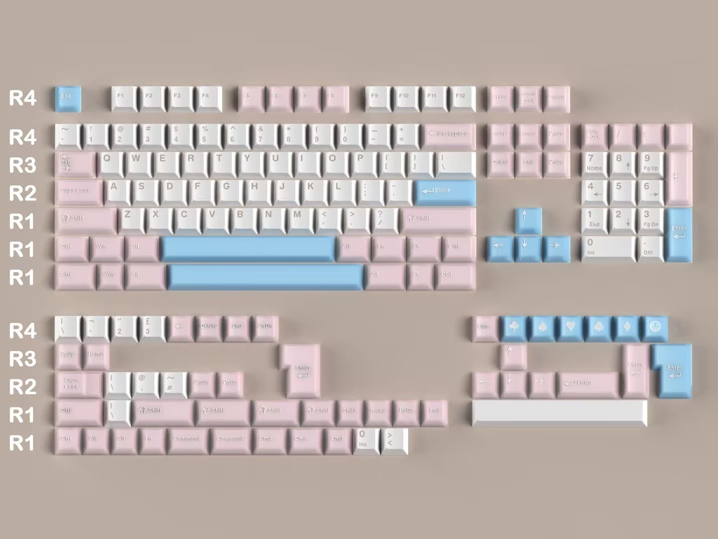 Keycap Cherry Ô long đào PC + PBT Mintcaps