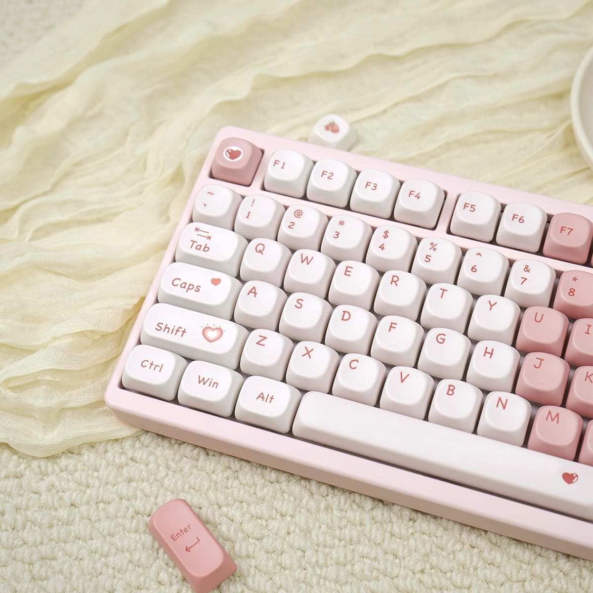 Keycap MOA Mintcaps Trái tim hồng PBT Dyesub