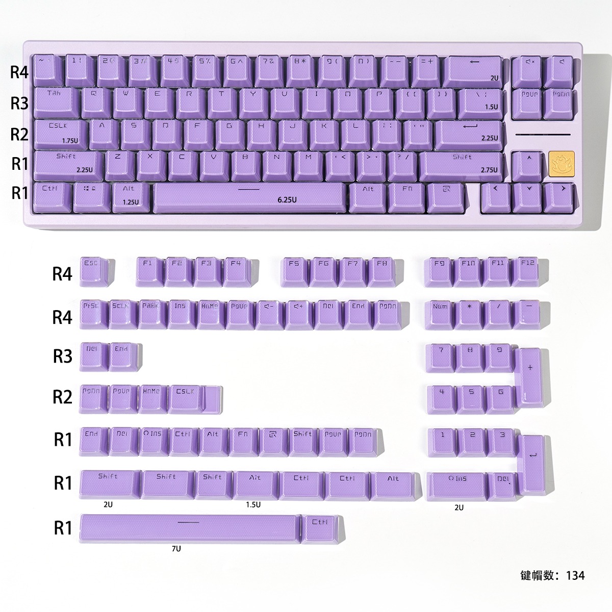 Keycap OEM Mintcaps Crystal Jelly Purple R2 ABS Doubleshot