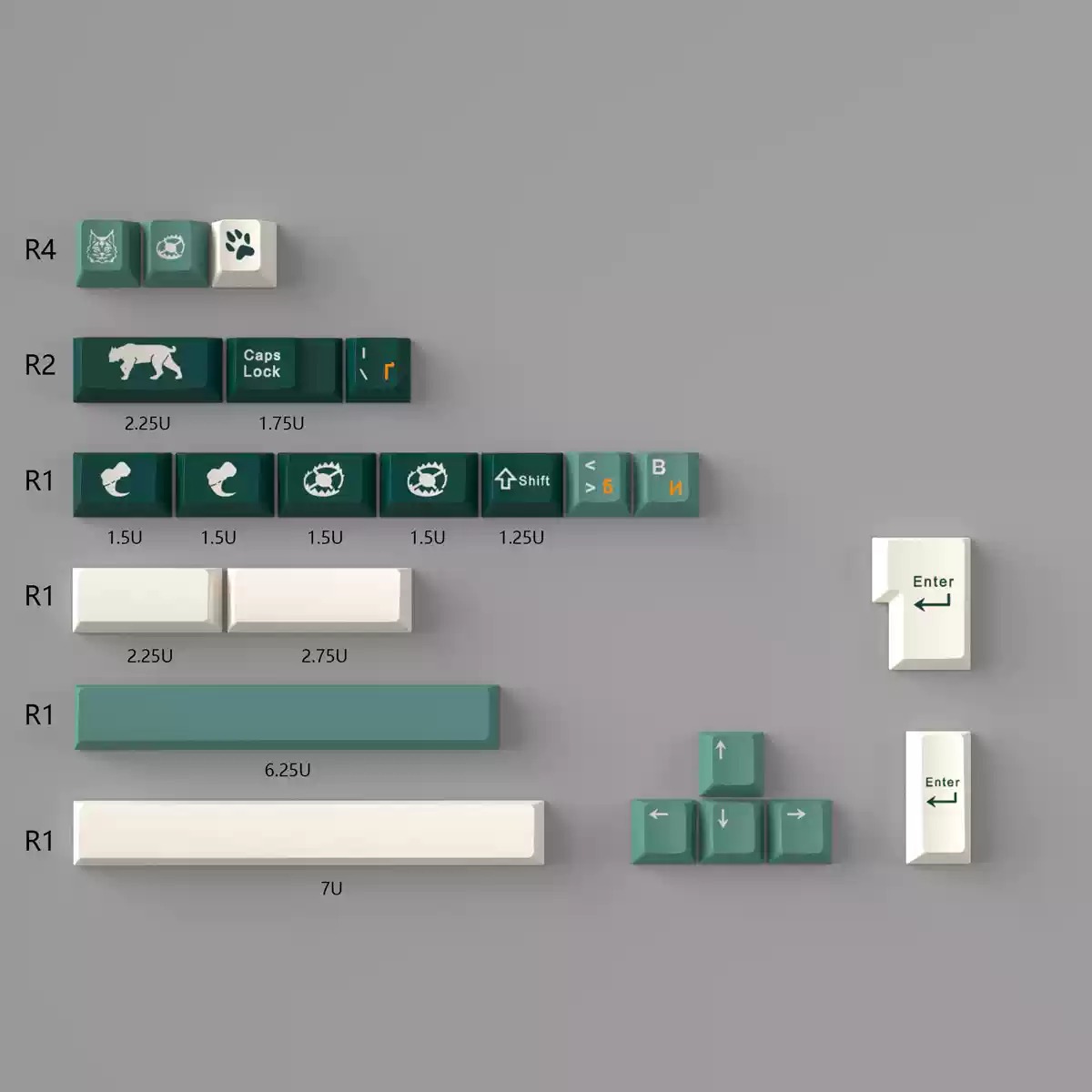 Keycap Cherry Mintcaps Silent Forest PBT Dyesub