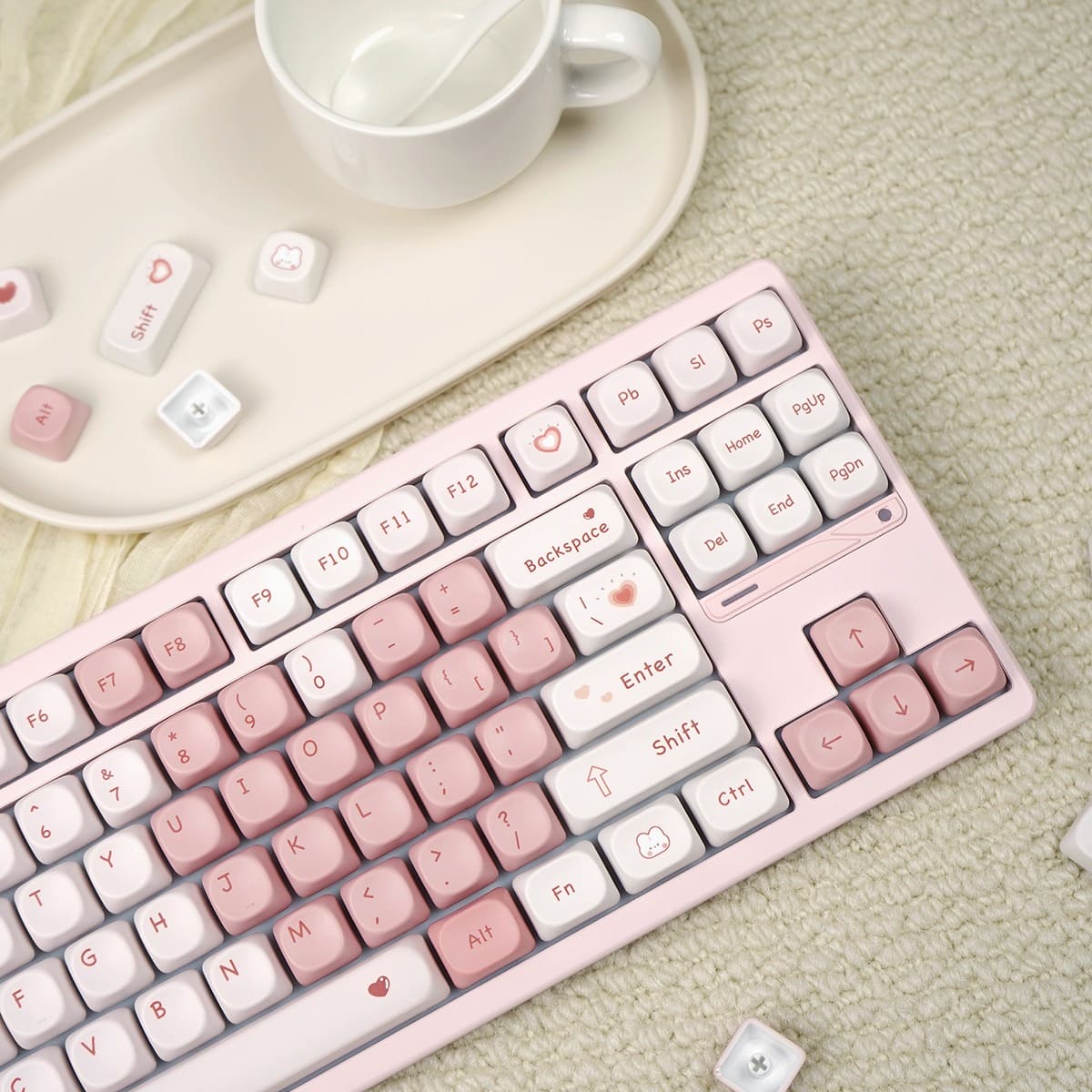 Keycap MOA Mintcaps Trái tim hồng PBT Dyesub