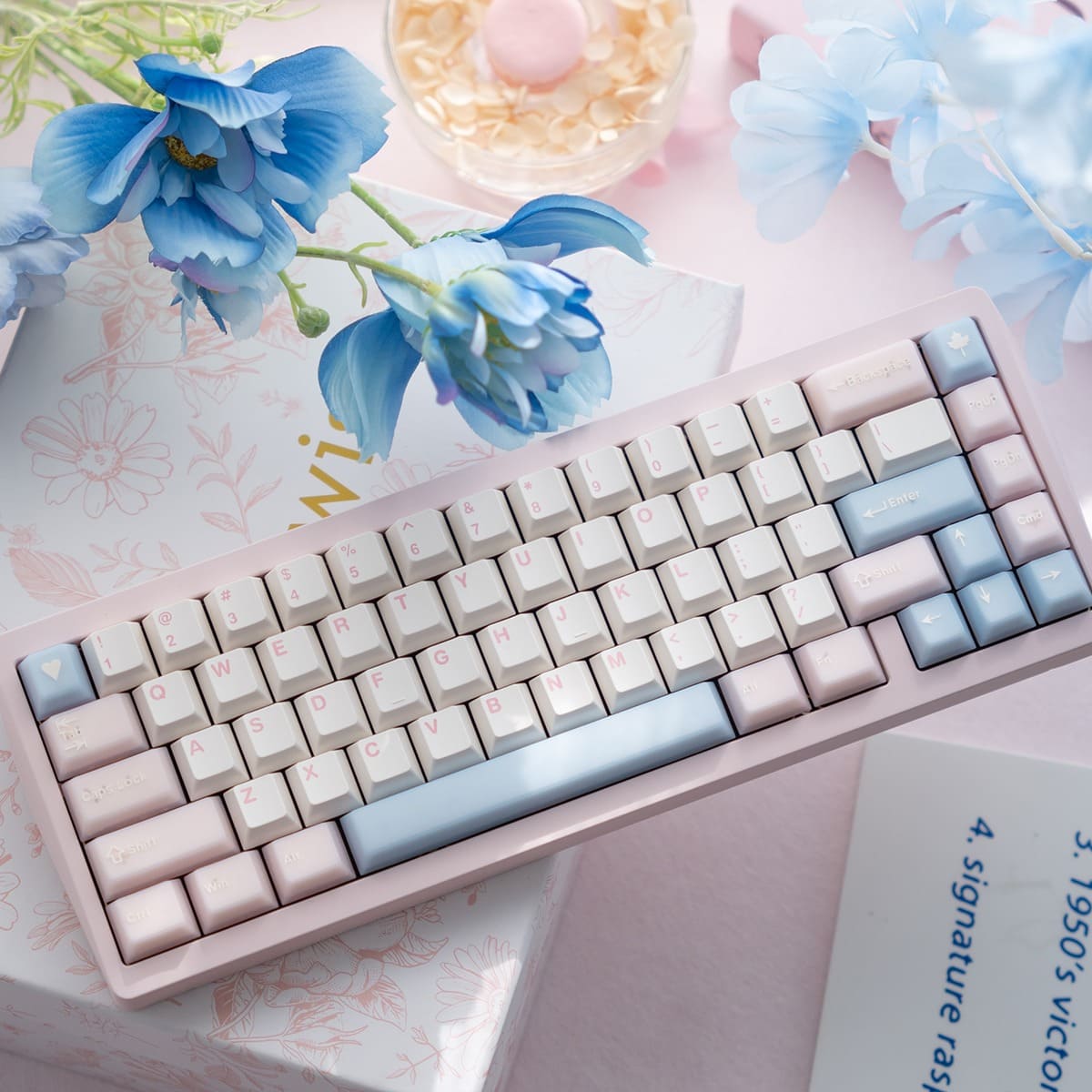 Keycap Cherry Ô long đào PC + PBT Mintcaps