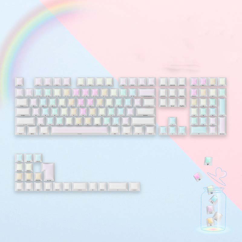 Keycap Cherry Rainbow Nail PC Xuyên led Ninja Mintcap