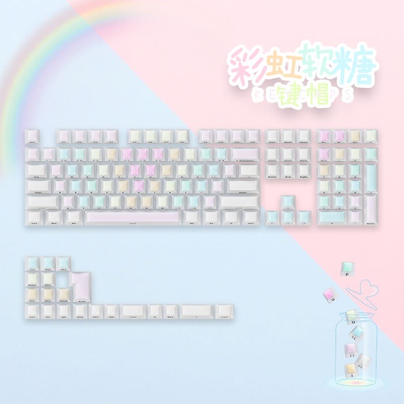 Keycap Cherry Rainbow Nail PC Xuyên led Ninja Mintcap