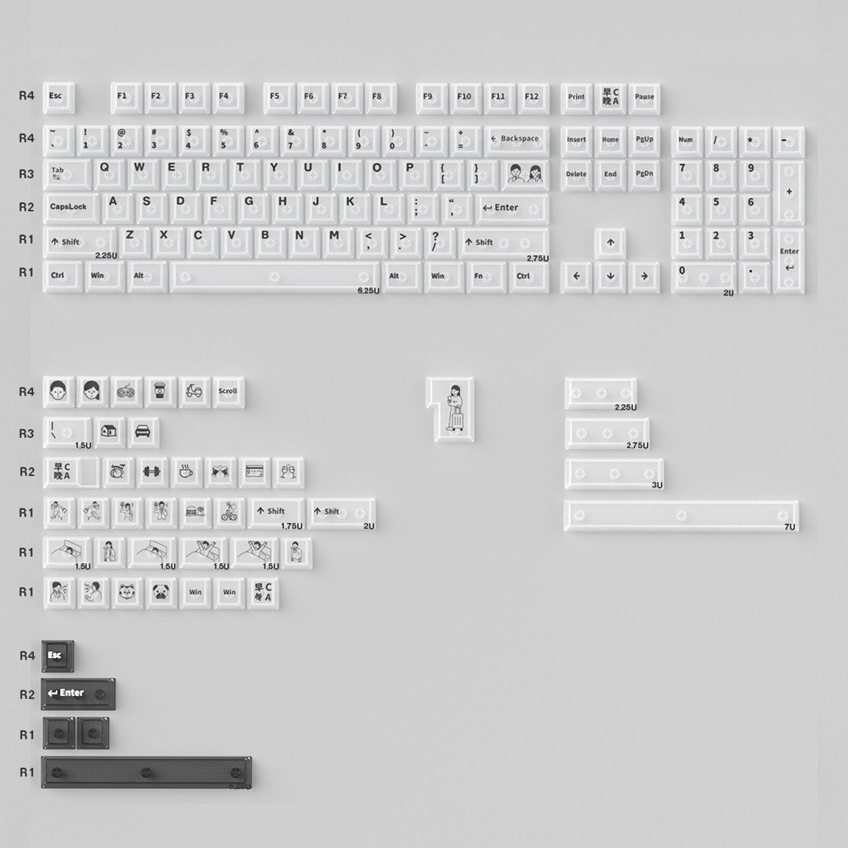 Keycap Cherry Morning C Evening A PC Xuyên led