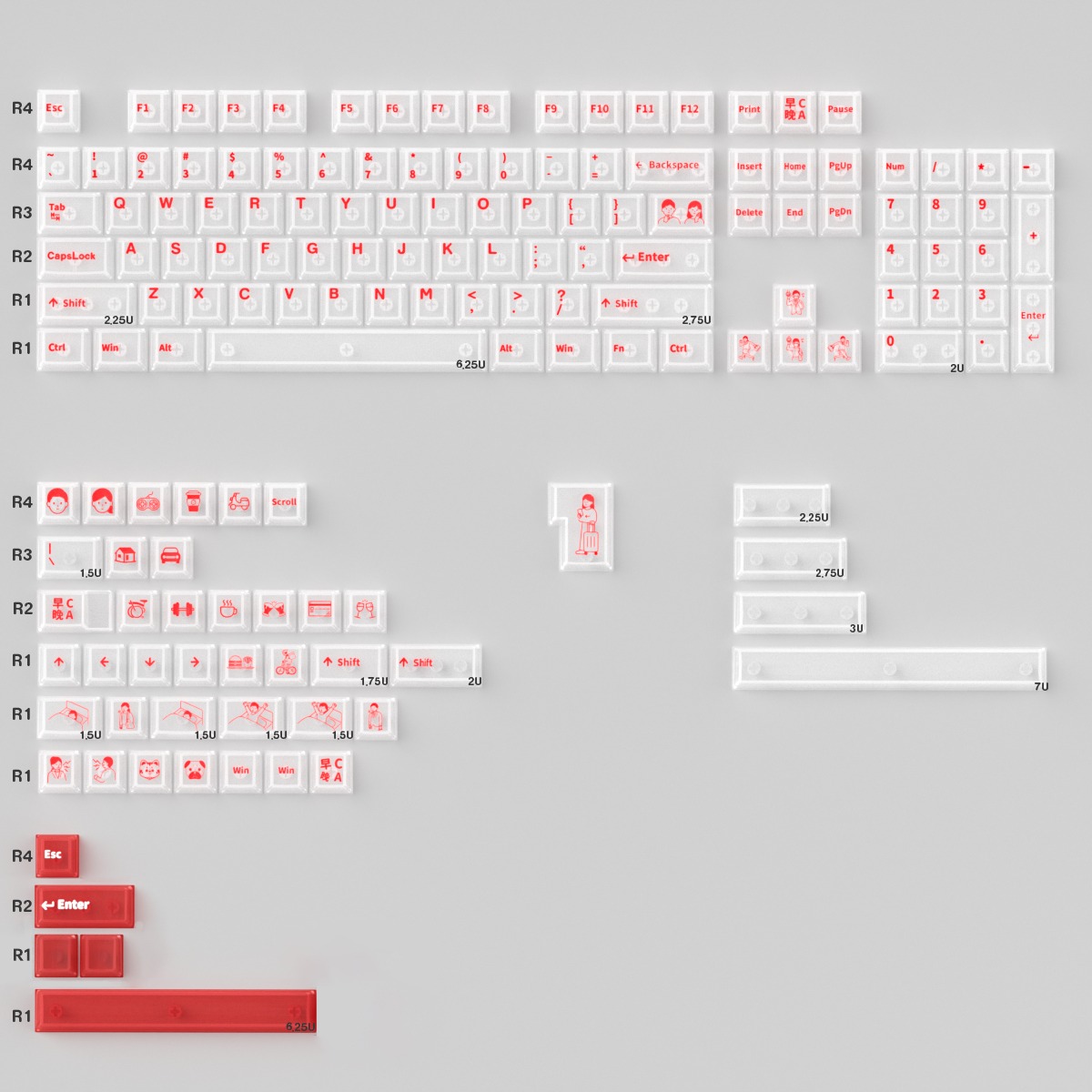 Keycap Cherry Morning C Evening A PC Xuyên led