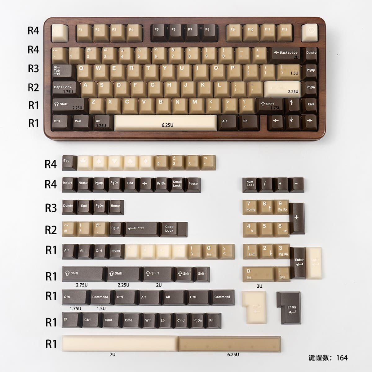 Keycap Cherry Coconut Latte PC + PBT Mintcaps