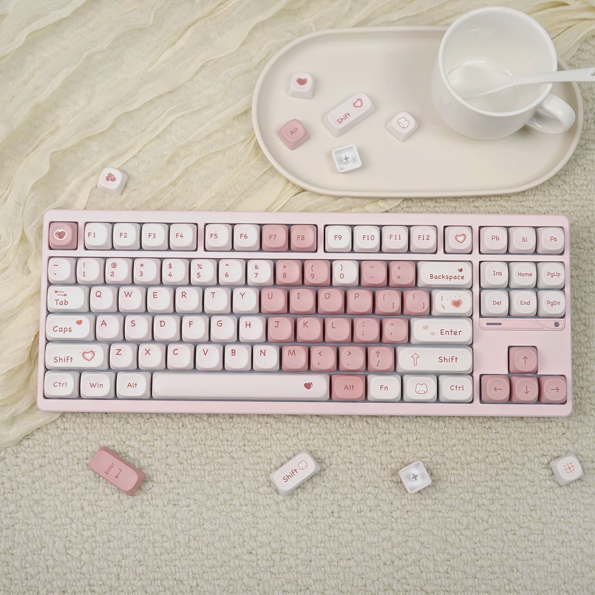 Keycap MOA Mintcaps Trái tim hồng PBT Dyesub