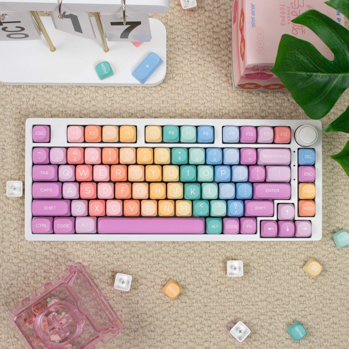 Keycap MOA Mintcaps Rainbow Hồng PBT Dyesub