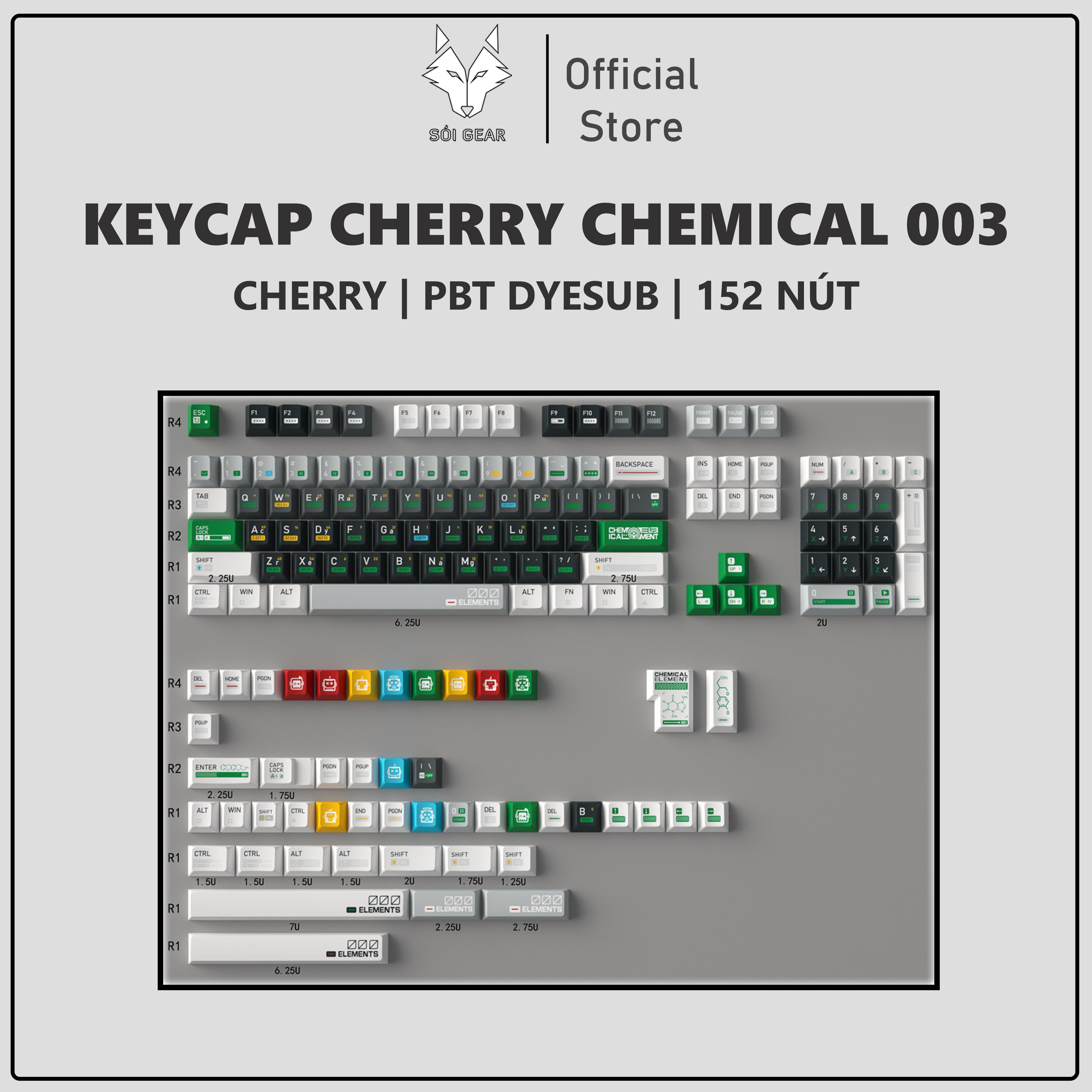 Keycap Mintcaps Cherry Chemical 003 PBT Dyesub